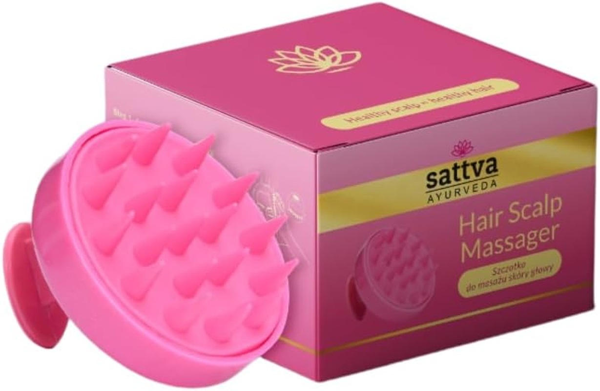 Sattva Scalp Massage Brush for Hair - Hair Scalp Massager Hair Growth - Hair Growth & Exfoliation, Ergonomic Head Massage Brush for Wet and Dry Application, Shampoo Brush (Pink)