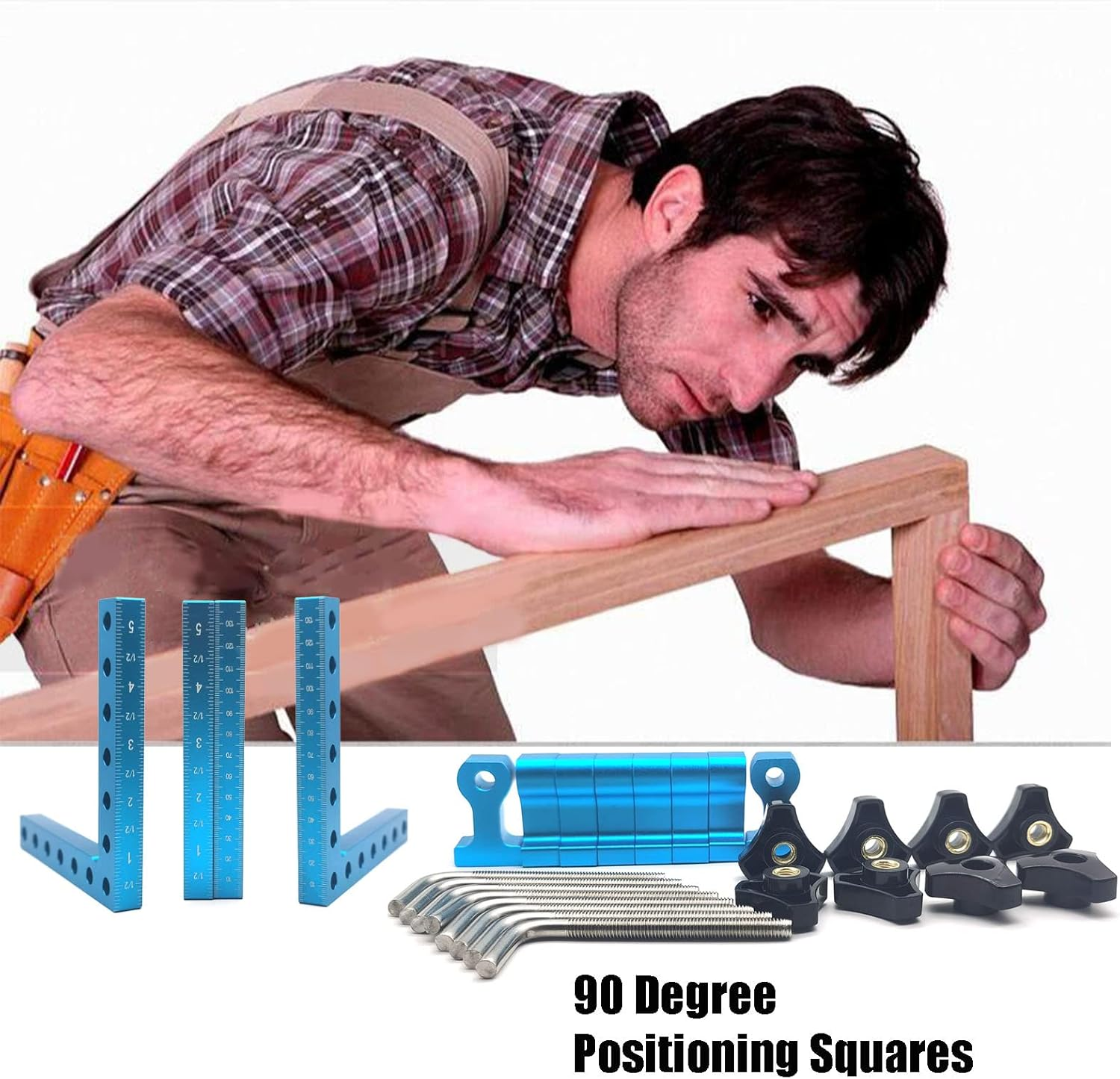 5.5"&times;5.5" 90 Degrees Positioning Squares, Right Angle Squares with 8 Clamps, Aluminium Alloy L-Type Corner Clamp Woodworking Clamping Tool for Picture Frames, Boxes, Cabinets (140Mm X 140Mm) image number 3