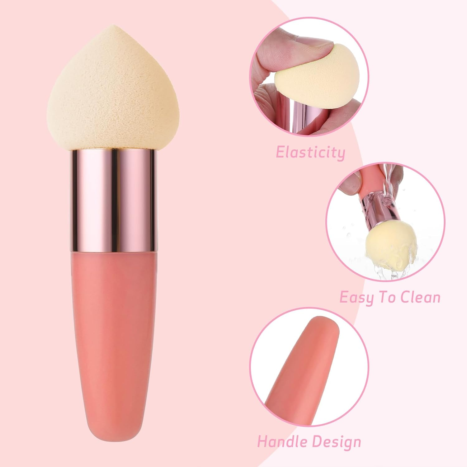 Sibba Makeup Sponge 3 Pieces Foundation Makeup Concealer Cosmetic Mixed Mini Brush Angle Handle Applicator Artist Application Mushroom Eyebrow Face Tassel Powder (Rose Red) - Black image number 6