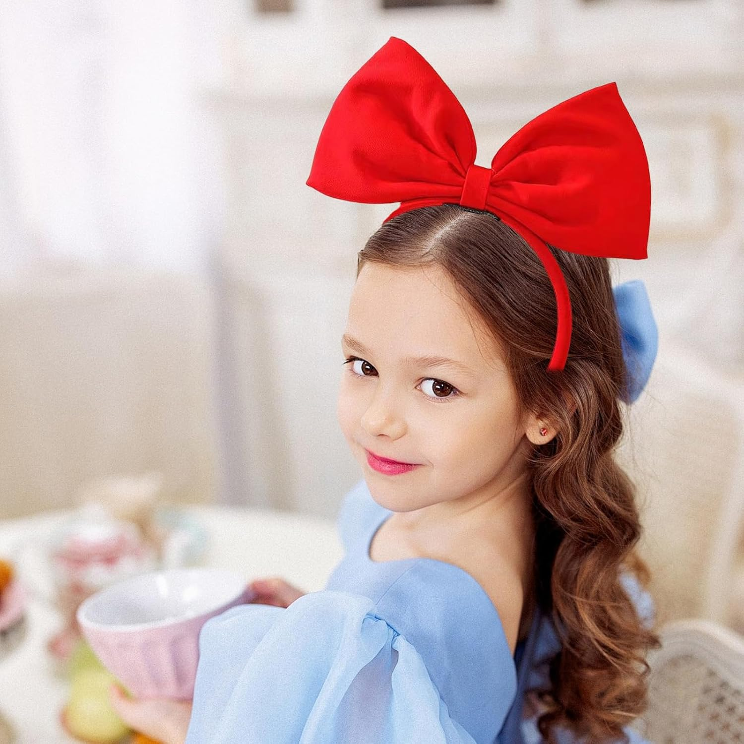 Axvxby Bow Headbands, Big Bows for Girls and Women, Red Bow Headbands Valentine'S Day Christmas Headbands Party Cosplay Hair Accessories (Red) image number 1