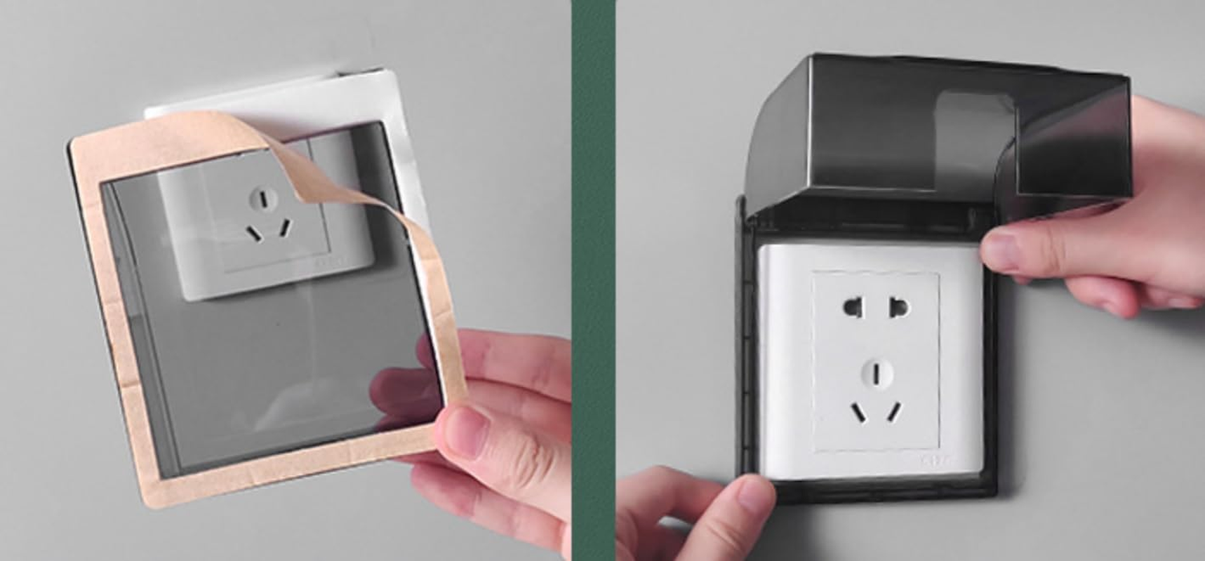 Wall Switch Waterproof Box Universal Plug Socket Cover Wall Light Panel Socket Doorbell Flip Cap Cover Home Bathroom Kitchen Accessory（Black） image number 1