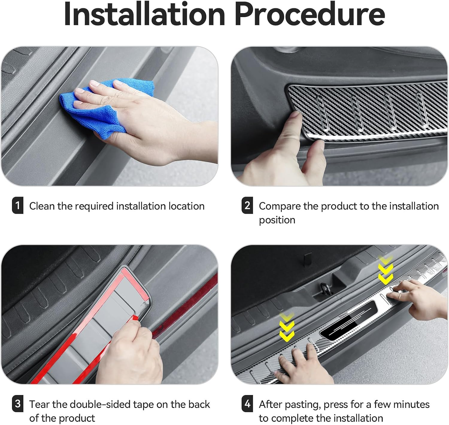 Bercicci Exterior Rear Bumper Protector for Toyota Camry 2018-2024 2025 2026 (Include Hybrid) Accessories Stainless Steel Rear Bumper Guard Trunk Sill Protector (Carbon Fiber) image number 3