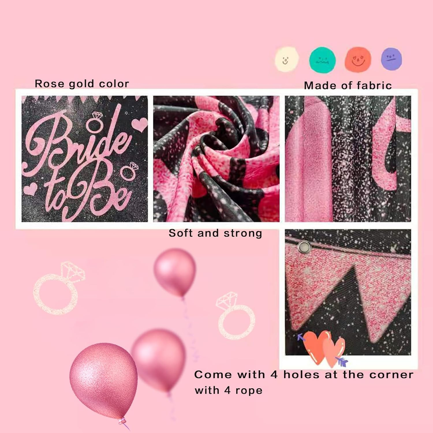 Rose Gold Bride to Be Banner - Xtralarge, 47X79 Inch(1.2X2M) | Rose Gold Bride to Be Sign for Bridal Shower Decorations | Wedding Shower Decorations | Bride to Be Backdrop | Bride to Be Decorations image number 5