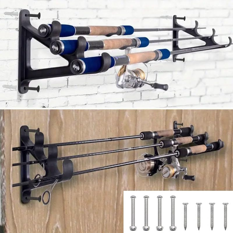 AIMALL Wall-Mounted Fishing Rod Rack Holder for 6 Rods, Durable ABS Material, Space-Saving, 8.1X6.7X1 Inch Compact Fishing Rod Display Storage Rack image number 1