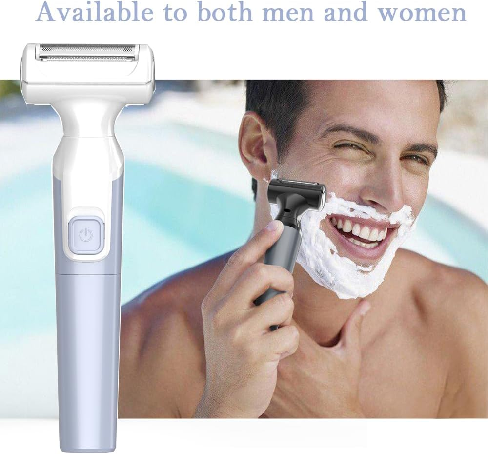 FIREYUN Women'S Electric Shaver Electric Razors 3-In-1 Multi-Functional Design, Battery-Operated, Ideal for Arms, Legs, Face, and Bikini Area, Cordless Hair Removal Trimmer, Detachable Head, IPX6 Waterproof, Wet & Dry Use, Blue, Replacement Blade Included image number 4