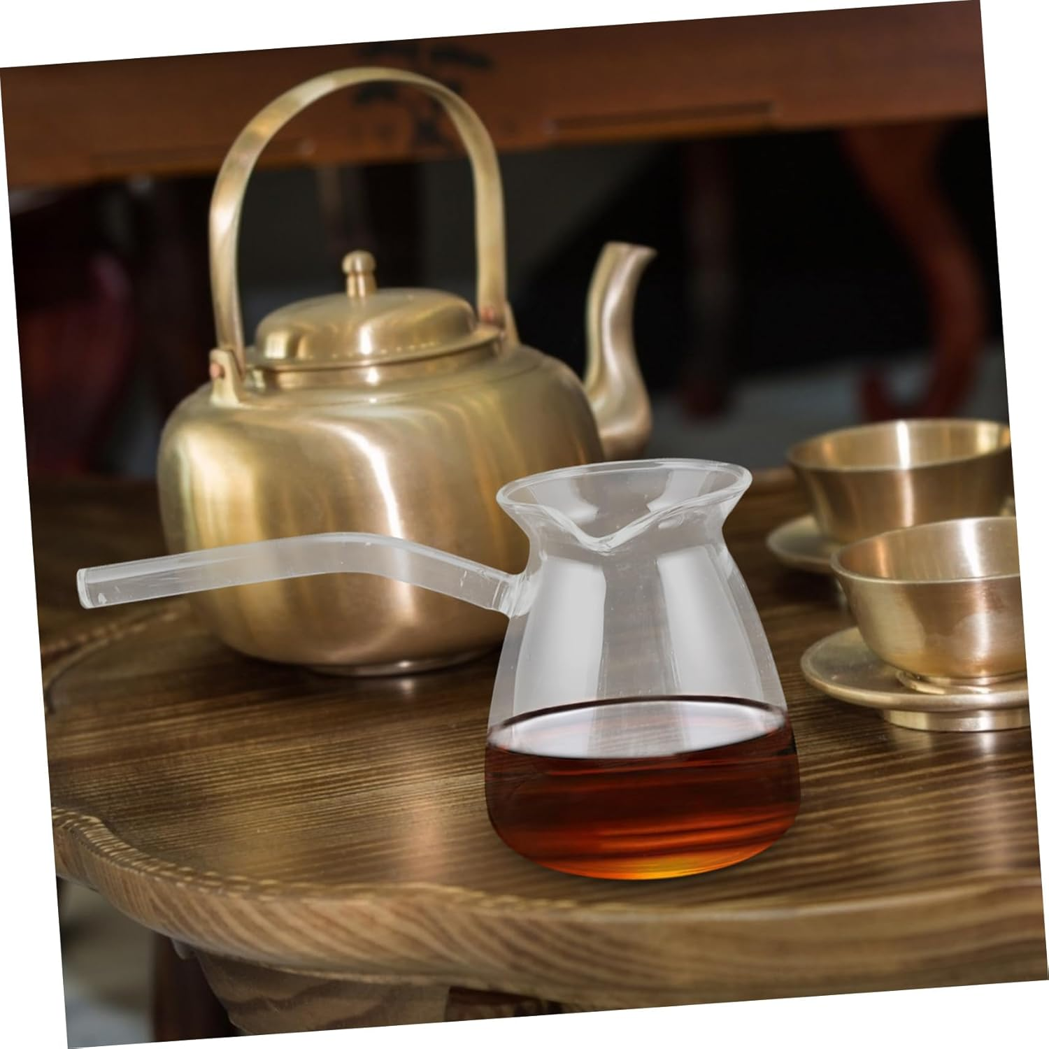 JECOMPRIS Heat-Resistant Handheld Glass Coffee Pot Thick Borosilicate Teapot for Stovetop Brewing Tea and Milk with Long Handle Transparent Multi-Function Water Kettle for Home and Tea