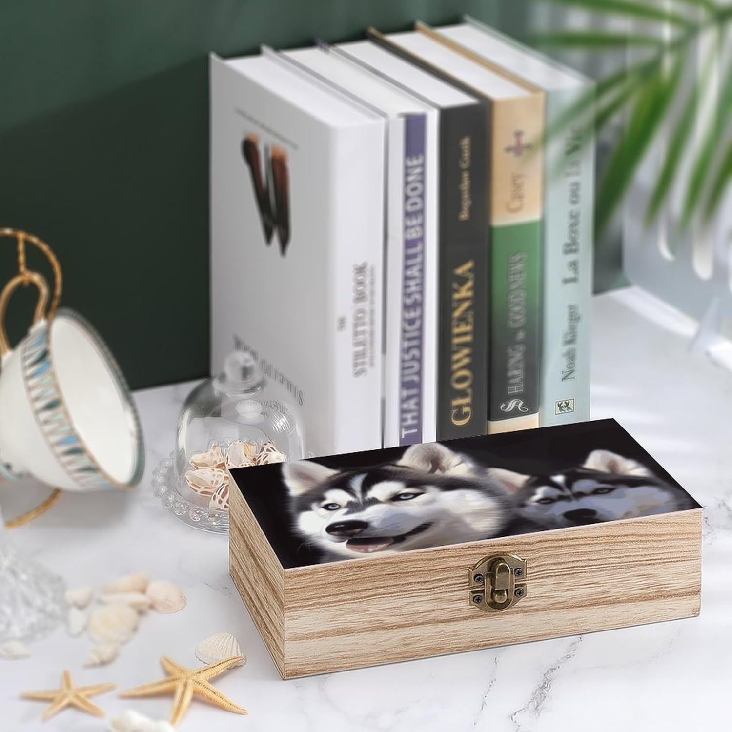Husky Dog Wooden Box Wood Wedding Keepsake Boxes with Lids Small Decorative Boxes Lightweight Wooden Memory Storage Box for Crafts Keepsakes Jewelry Photo Letter Storage image number 4