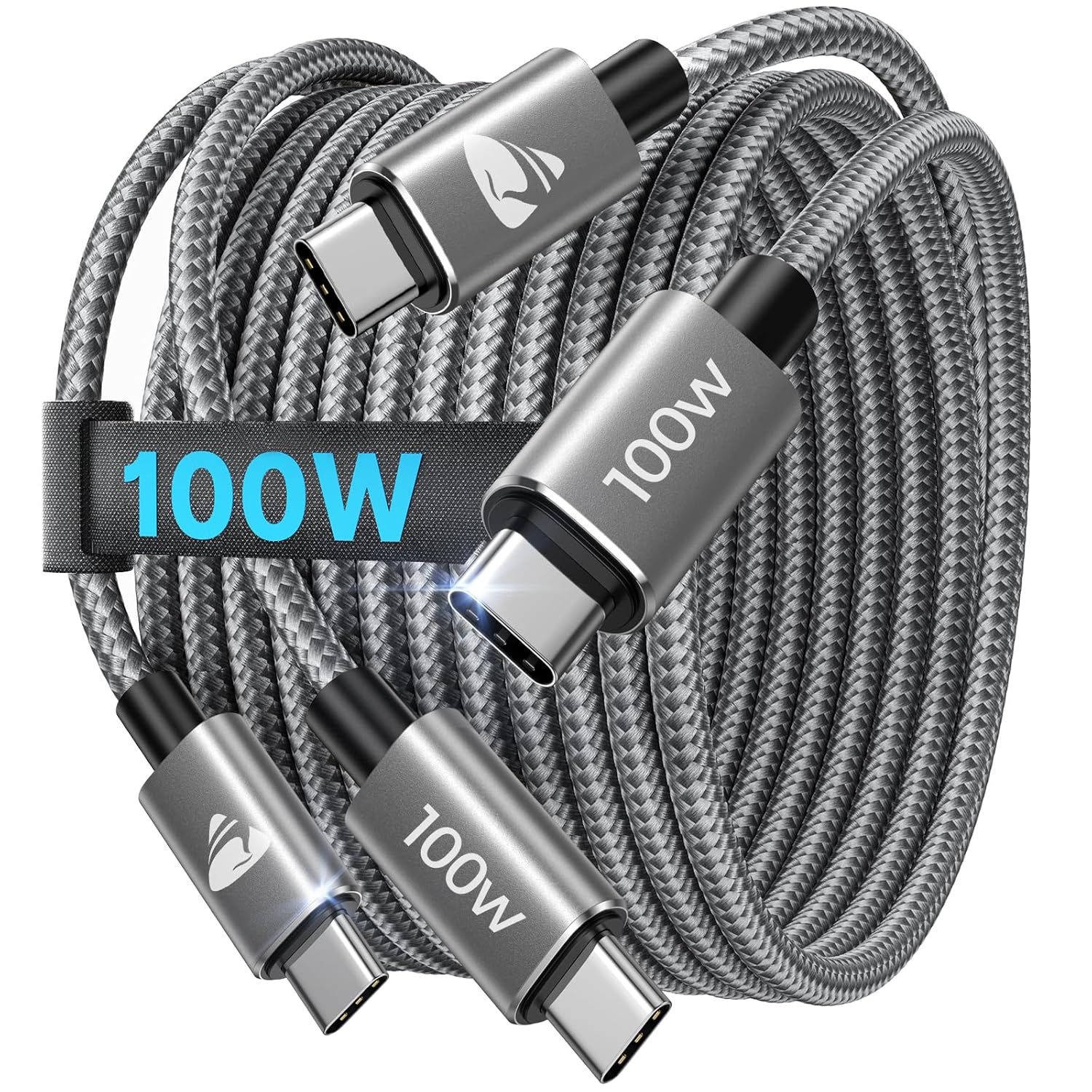 Aioneus 100W Short USB C to USB C Cable [2Pack 0.3M+0.3M], PD Fast Charging USB-C Charger Cable Braided Type C Cord for Iphone 16 15 Pro Max Samsung S24 S23 S22 Google Pixel Ipad Pro Macbook Switch image number 2