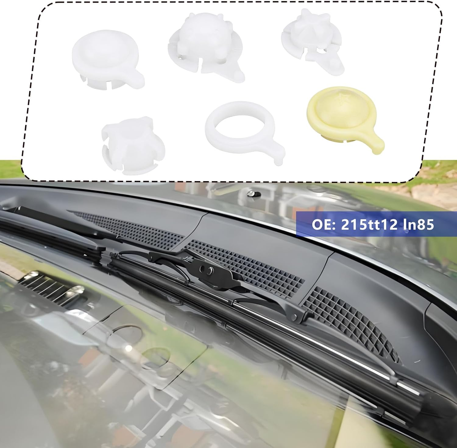 2Sets Car Windshield Wiper Linkage Bush 215Tt12 Ln85 Windshield Wiper Motor Linkage Rod Arms Bush Kit, White and Yellow image number 2