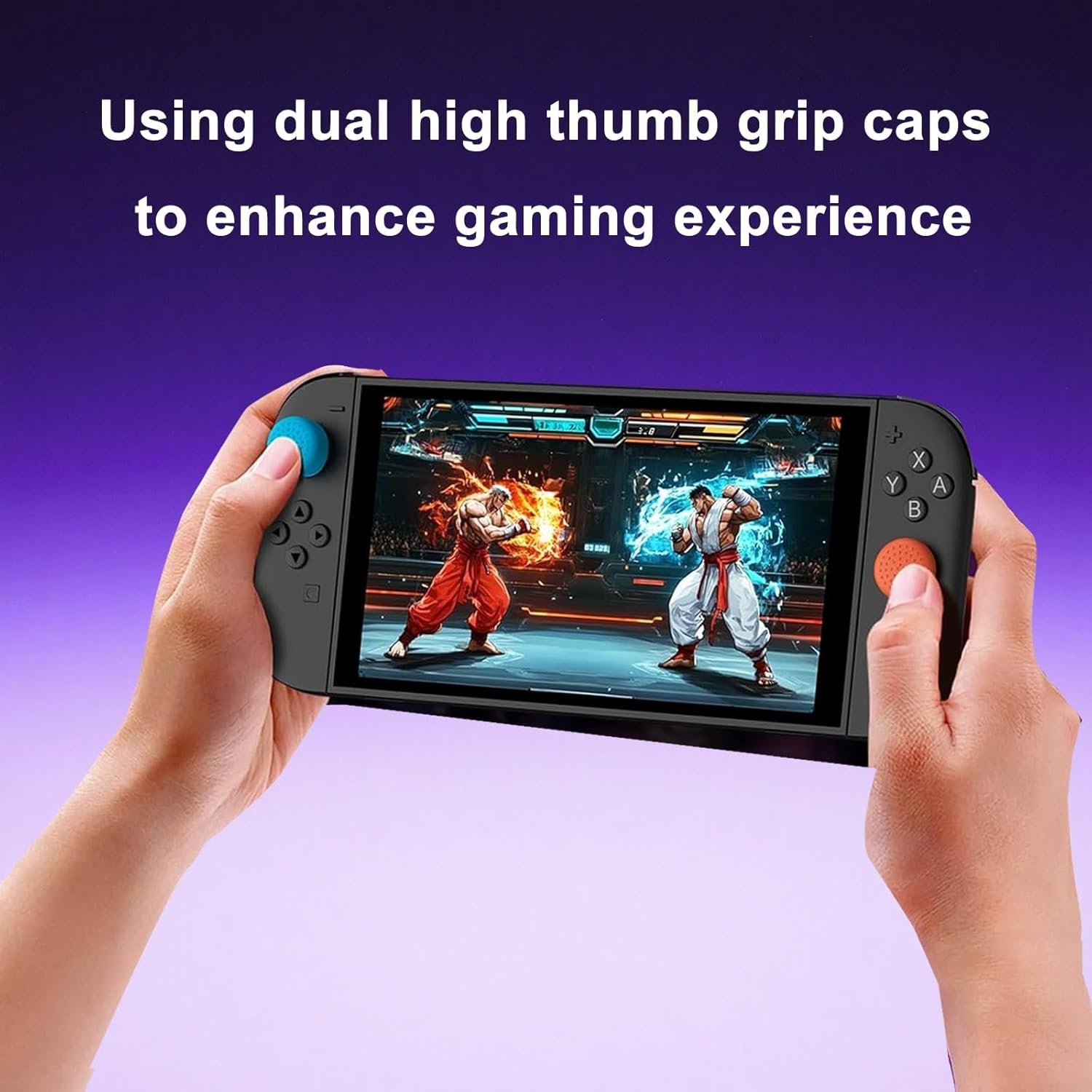 12PCS Thumb Grips Compatible with Nintendo Switch 2,Thumb Grip Caps for Switch 2,Enhanced Gaming Grip Set, Improve Control and Guard Joystick Wear, Grip Button Stick Cover(Blue, Orange, Black) image number 1