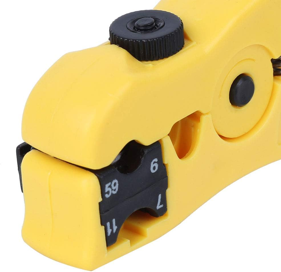 Universal Cable Wire Stripper Cutter, RG59 RG6 RG7 RG11 Coaxial Cable, Cat5E Cat6 UTP STP Flat round Network Wire Stripping Hand Tool, 3.4Mm-10.3Mm Crimping Pliers