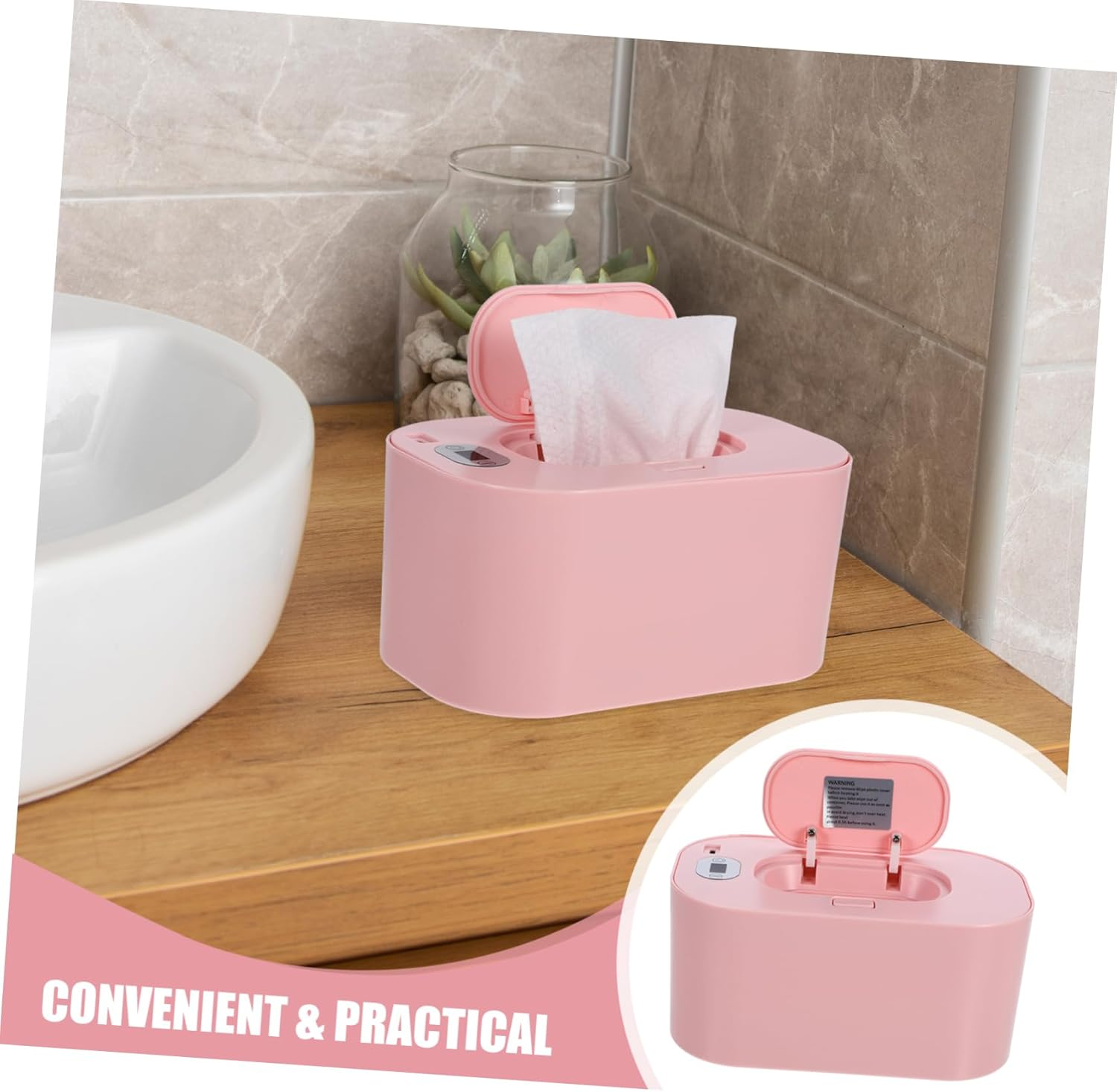 Wet Tissue Warmer with Thermostat Temperature Heating Storage Box for Wipes Low Power Energy Saving Convenient One-Button Operation Nursery Use image number 3