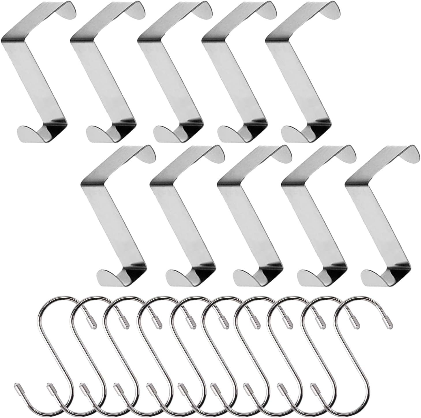 JZS Door Hooks,Over the Door Hangers Hooks Heavy Duty Organizer Hooks for Living Room, Bathroom, Bedroom, Kitchen Hanging Clothes,Towels,Hats,Coats,Bags,10 X Z Type Hook and 10 X S Type Hook,20Pcs image number 3