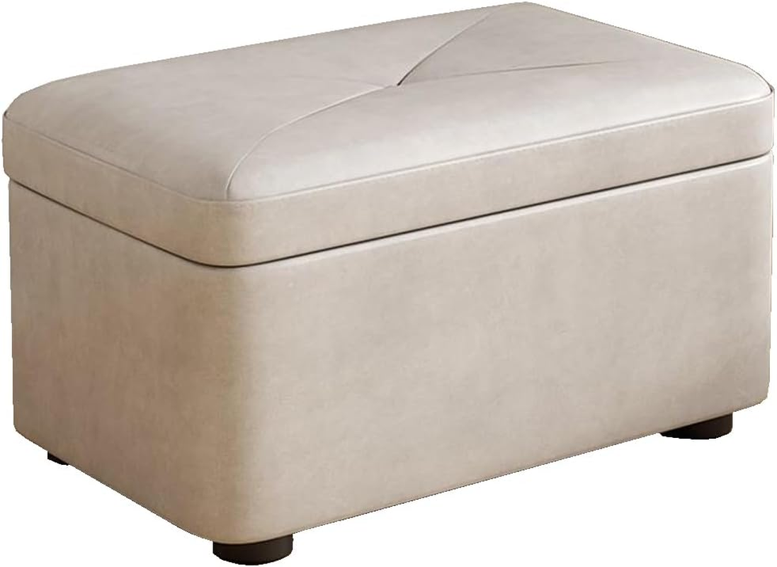 Foldable Storage Box, Footstool Stool Coffee Table, Portable Footrest Seat, Storage Bench with Non-Slip Foot Pads, Suitable for Living Room & Bedroom (Grey, 40 * 26 * 27 CM) image number 3