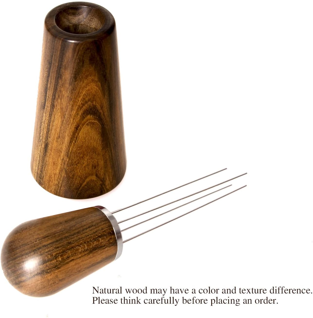 Espresso Coffee Stirrer, Coffee Powder Coffee Stirring Tool for Espresso Distribution, Stainless Steel Needle, Natural Wood Handle and Stand (2PCS Set(1 Brown Sandalwood+1 Brush)) image number 6