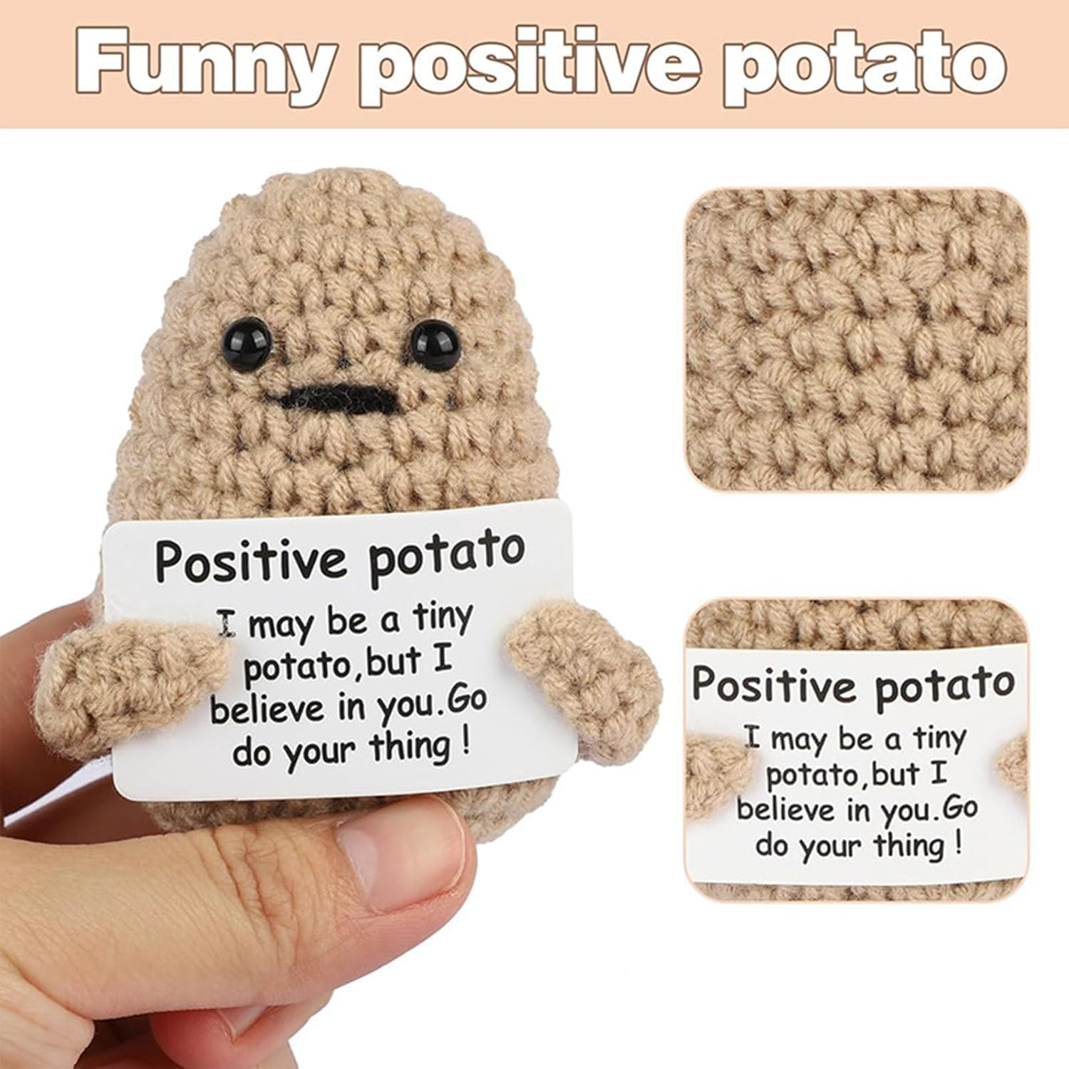 Cute and Fun Mini 3-Inch Front Potatoes, Cute Knitted and Fun Crochet Potato Dolls, New Year'S Gifts, Birthday Gifts, Creative Front Cards, Are the Ideal Choice for Spreading Positive Energy image number 5