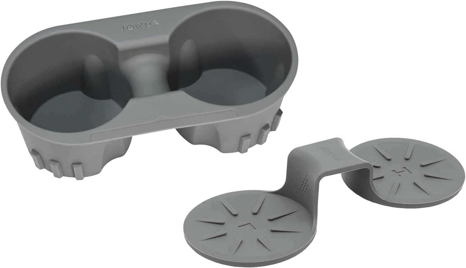Jowua Center Console Cup Holder for Tesla Model 3/Model Y, Silicone, Washable (Grey, Center Console Cup Holder + Rear Seat Coaster) image number 4