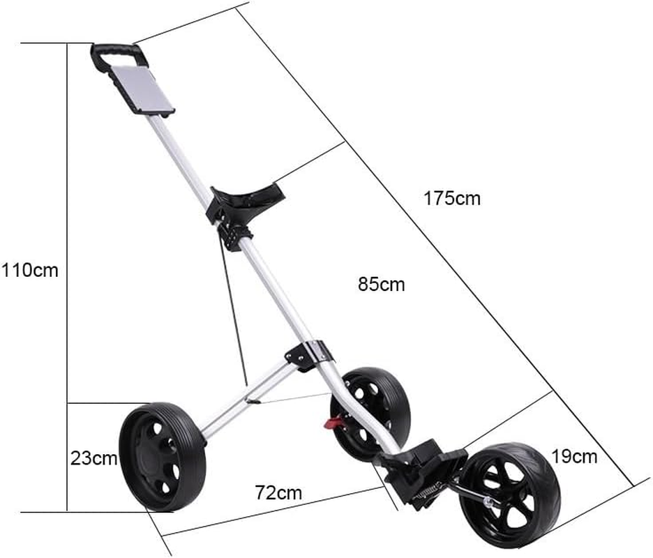 Aluminium Golf Bag Trolley Push Cart Folding Scorecard with Phone Holder image number 3