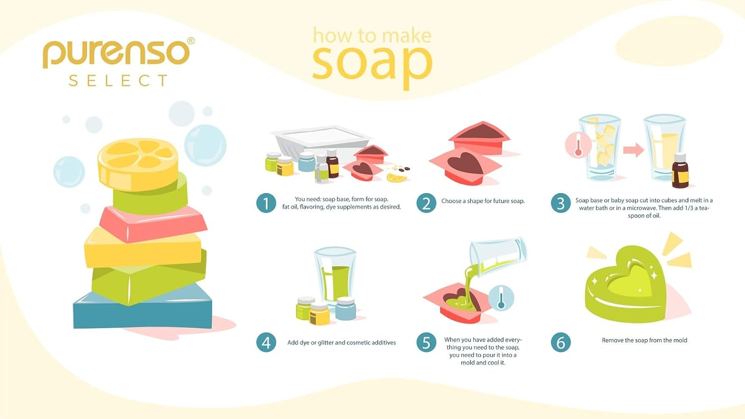 Purenso Select - Melt & Pour - Mango Butter Soap Base, (1Kg) for DIY Making Soap Supplies image number 5