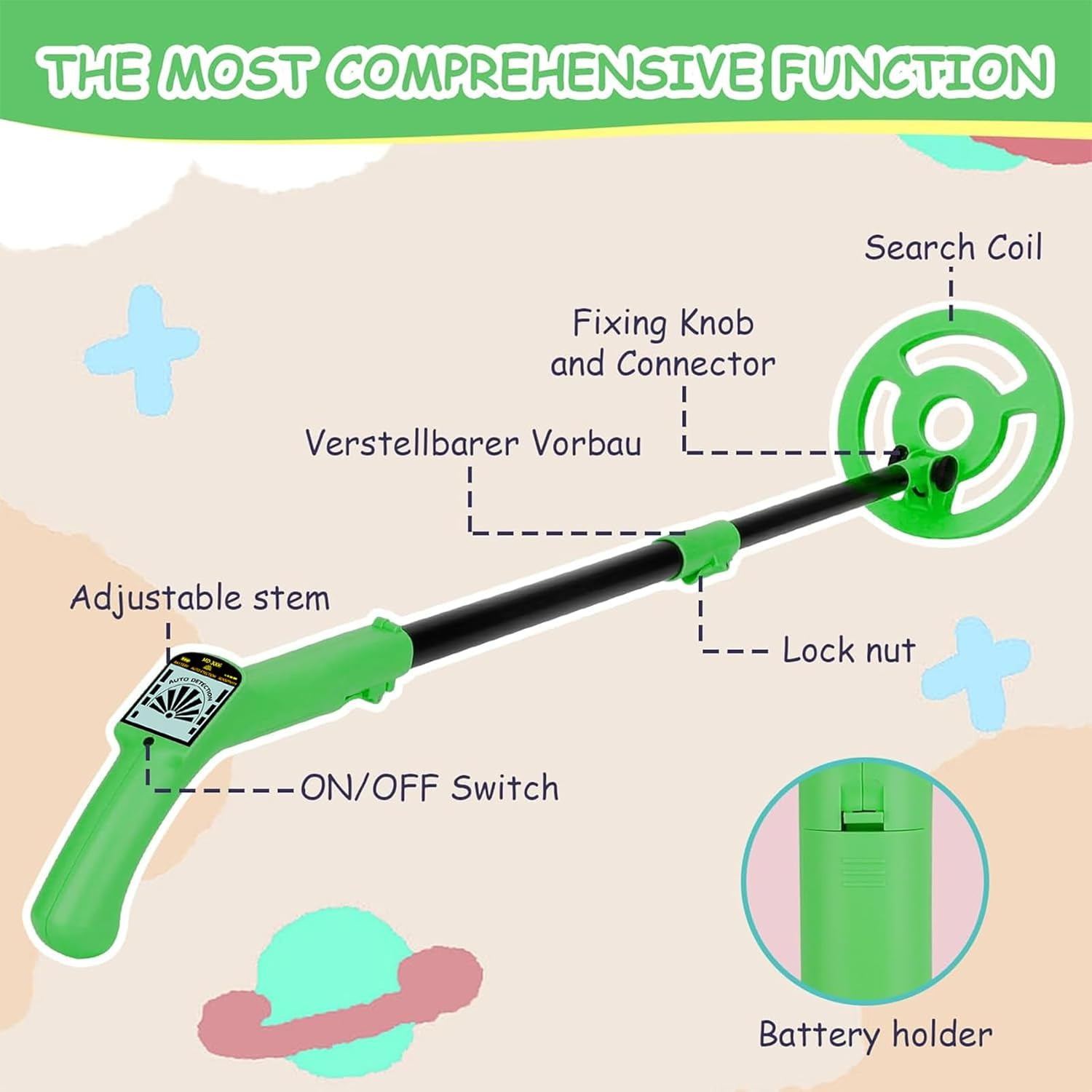 XIIULIUU Metal Detector, Adjustable 70-96Cm Metal Detector for Kids with Intuitive LCD Display, Lightweight Kids Metal Detectors with 6&rdquo; Search Coil for Exploration Hiking image number 1