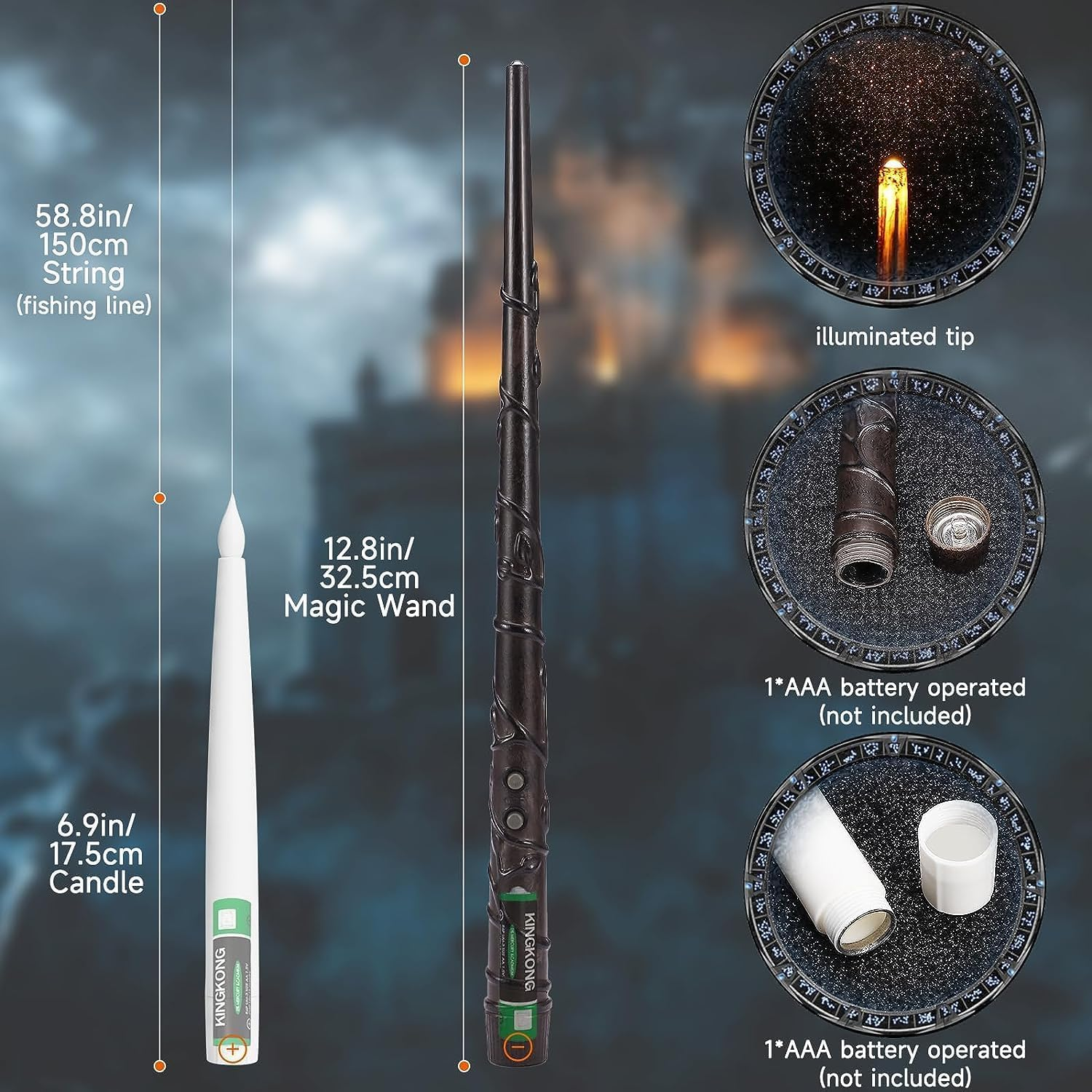 Floating LED Candles with Magic Wand Remote,Flameless Flickering Batteries Operated Taper Hanging Candlesticks,Ceiling Candles for Christmas Decor Wedding Party Home & Church D&eacute;cor image number 4