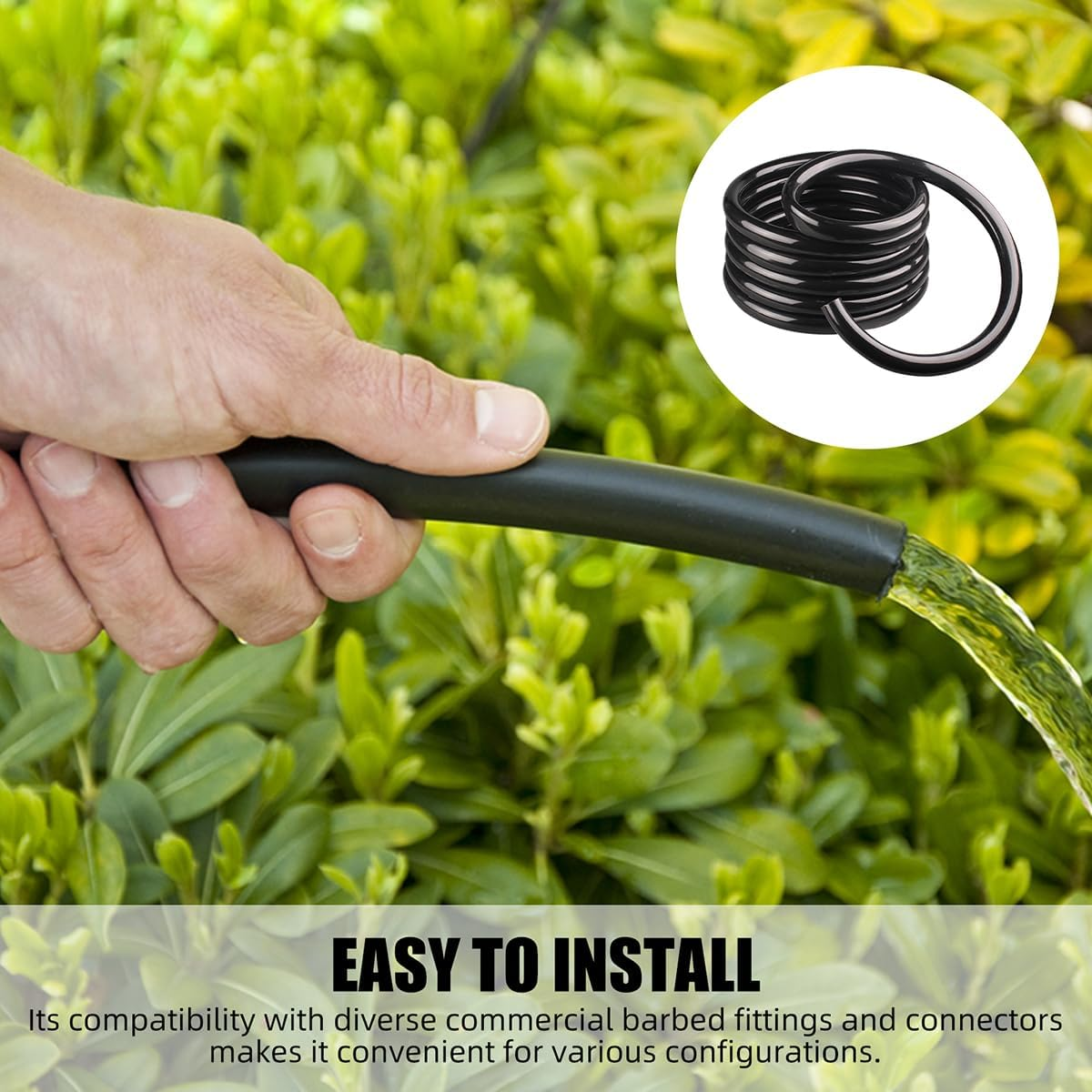 Black Vinyl Tubing 1" ID X 1-1/4" OD - 10 Ft PVC Flexible Plastic Tube Hybrid Hose with 4 Stainless Clamps, Transfer Water Air Oil for Pond Fountain Garden. image number 5