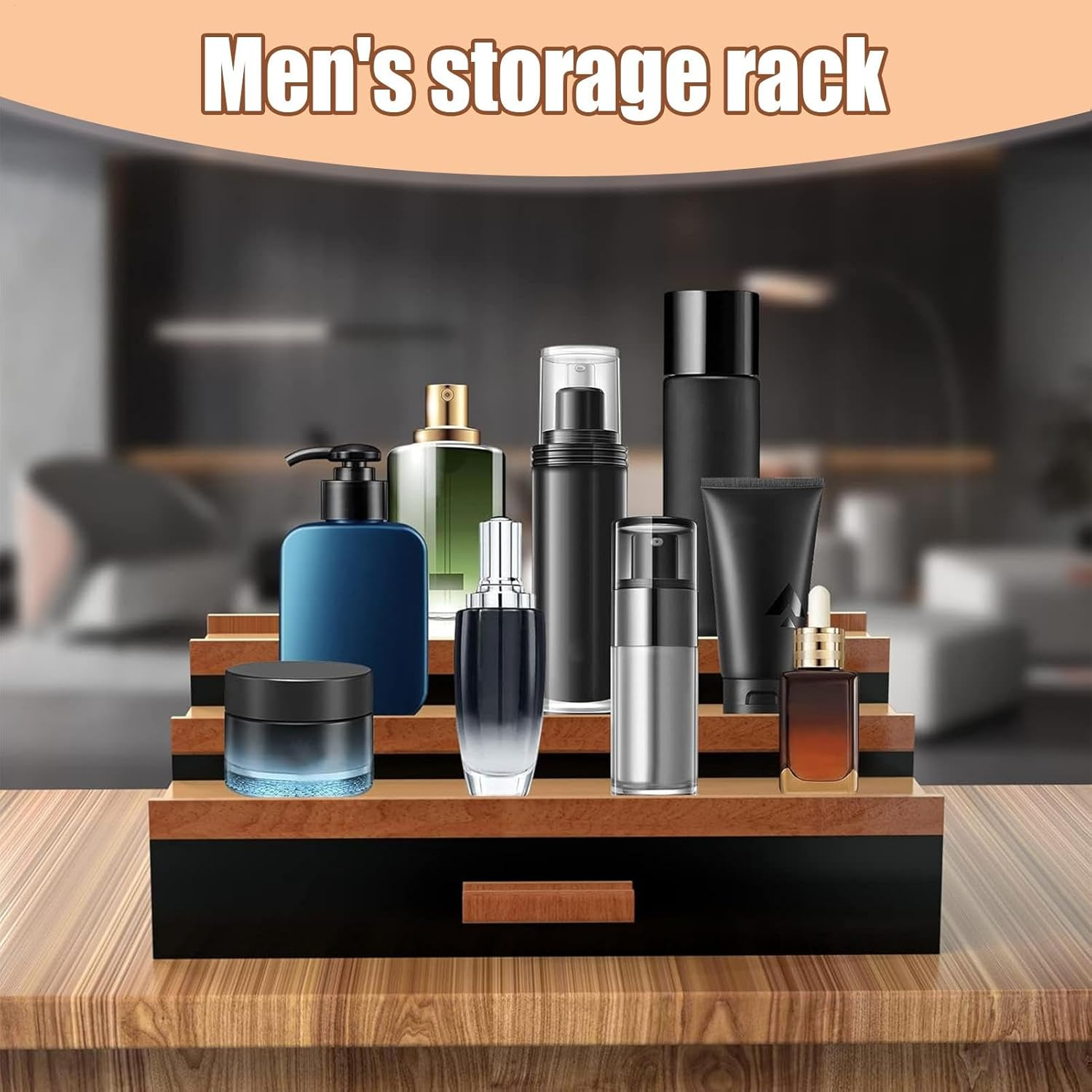 Perfume Display Shelf | 3 Tier Perfume Stand Shelf with Drawer,Home Decor for Bathroom and Bedroom Vanity Organizer Storage image number 1