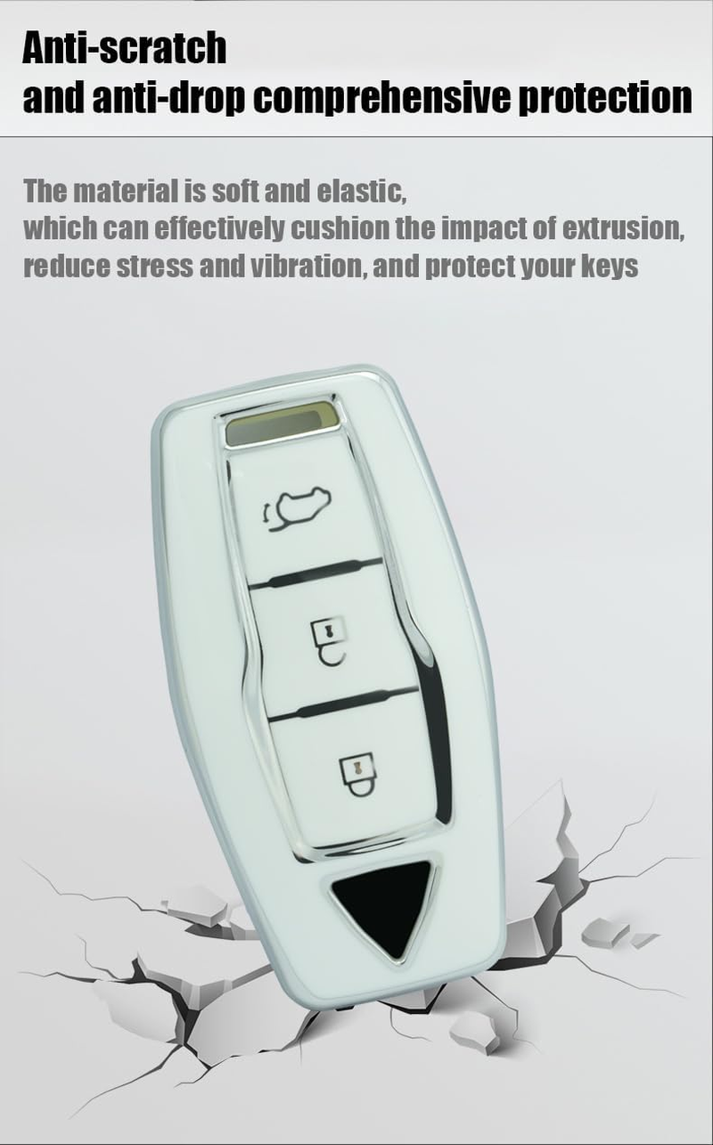 Ontto TPU Car Key Fob Cover Fit for Mitsubishi Outlander 2023 2022 Smart Key Case Shell 3 Buttons Remote Key Holder Bag Keychain Keyring Keyless Entry Protector Accessories Black B image number 3