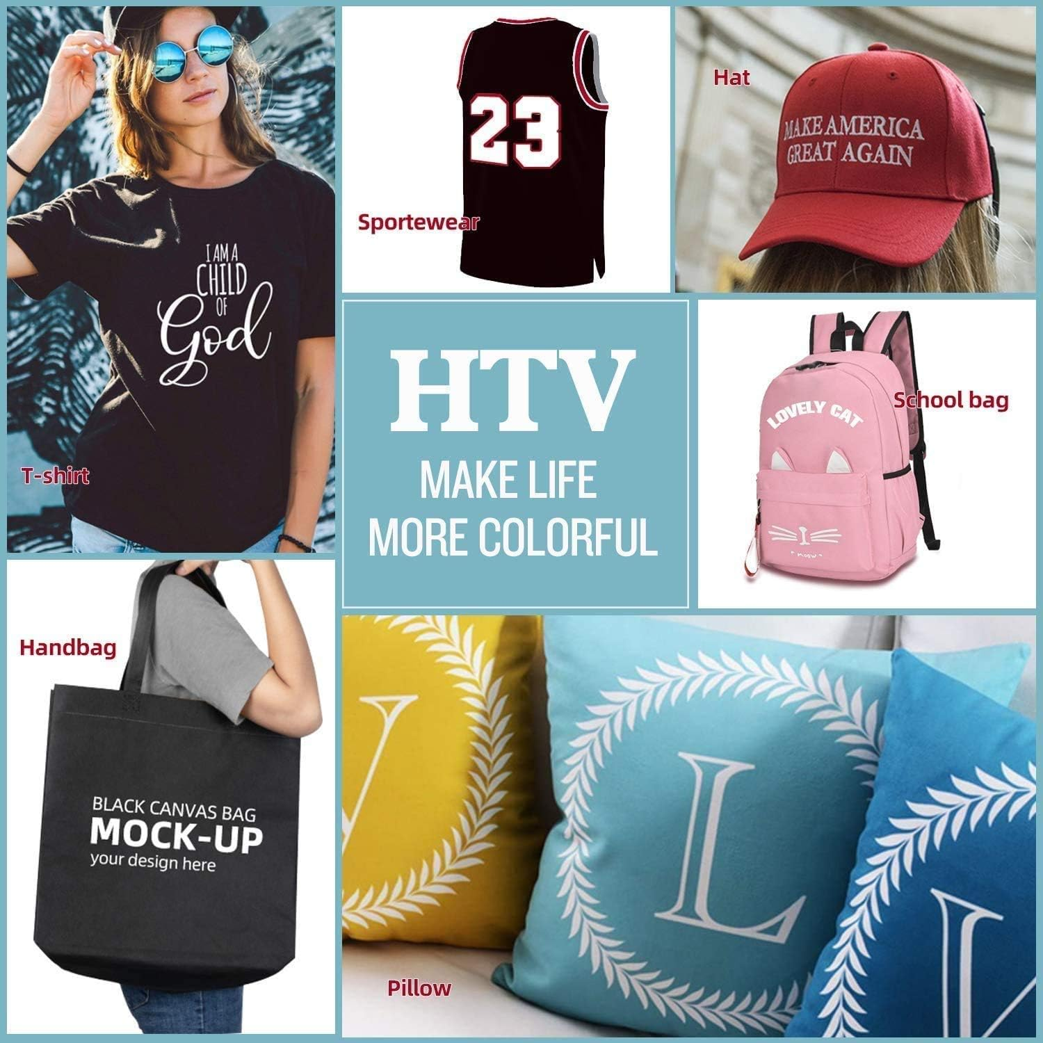 Heat Transfer Vinyl HTV - 12" X 18Ft Iron on Vinyl for Cricut & Silhouette Cameo, Heat Transfer Vinyl Easyweed & Cut, HTV Vinyl Roll for T-Shirts Bags and Other Textiles (02-White) image number 6