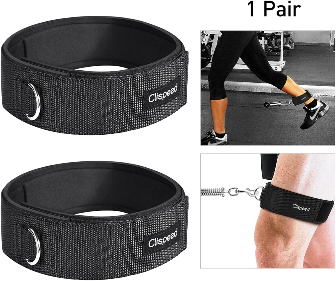 CLISPEED 2Pcs Fitness Thigh Straps Padded D-Ring Ankle Strap Leg Cuffs for Gym Cable Machines Thigh Straps Fits Men&Women image number 5