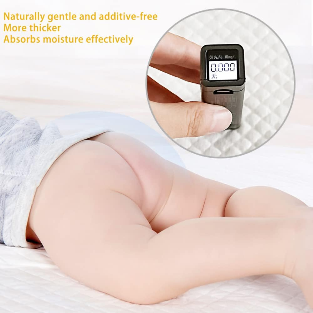 Zdolmy Disposable Changing Pad Liners (100 Pack) Super Soft, Ultra Absorbent & Waterproof - Covers Any Surface for Mess Free Baby Diaper Changes (White) image number 3