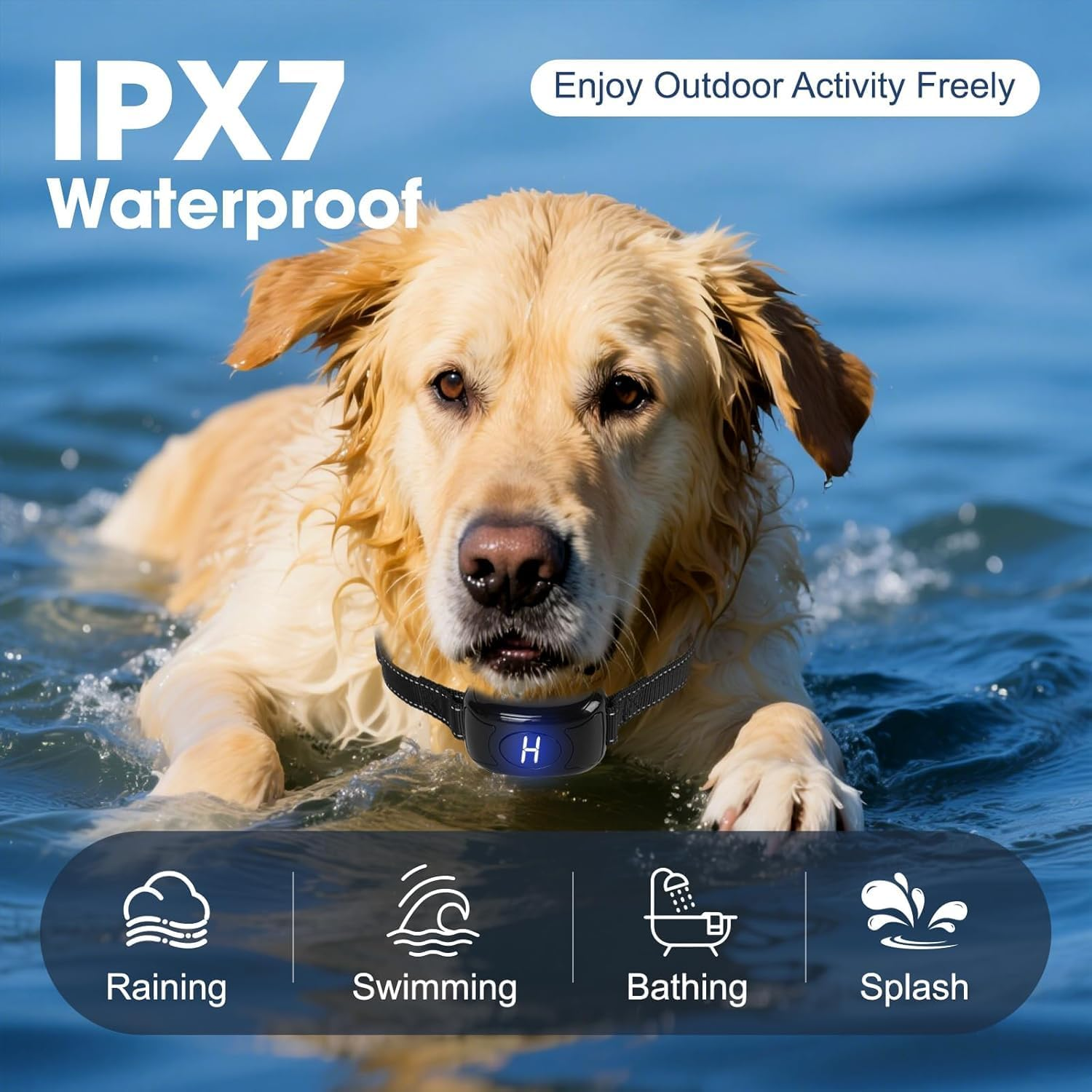 Dog Bark Collar 2-Pack, Adjustable anti Barking Device for Dogs Fits 12-150Lbs, IPX7 Waterproof Shock Collar for Dogs with 4 Training Modes, 3 Levels, One Touch USB Charging, Comfortable and Safe image number 1