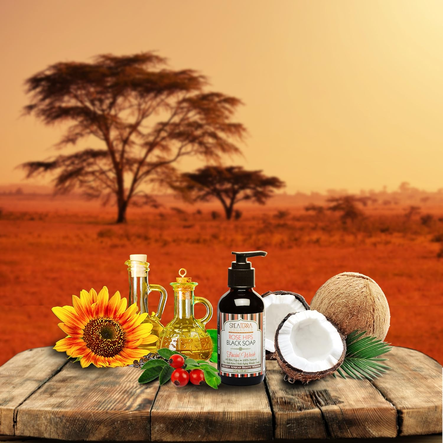 Shea Terra Organics - Rose Hips Black Soap Deep Pore Facial Wash & Mask image number 1