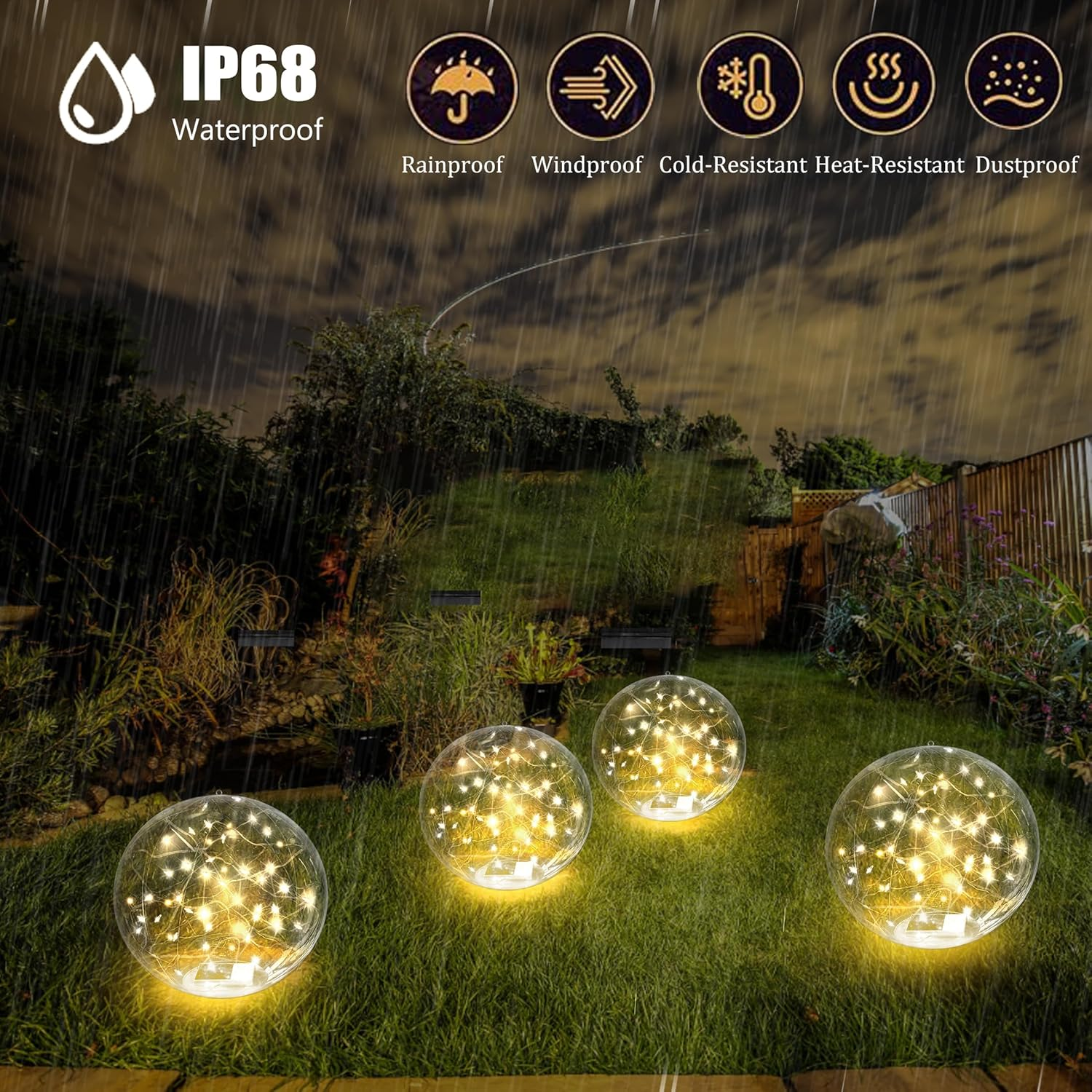 SATXTREM 14 Inch Solar Floating Pool Lights,Glow in the Dark 3000K Warm White Solar Powered Pool Lights That Float,Waterproof Led,Floating Ball Lights for Pool image number 6