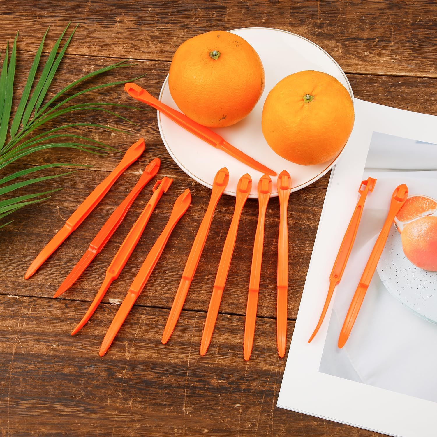 10Pcs Orange Peeler Tool, Long Handle Serrated Citrus Peel Cutter Easy Hold Plastic Vegetable Lemon Slicer Fruit Opener Remover Kitchen Gadget Chef Tools image number 3