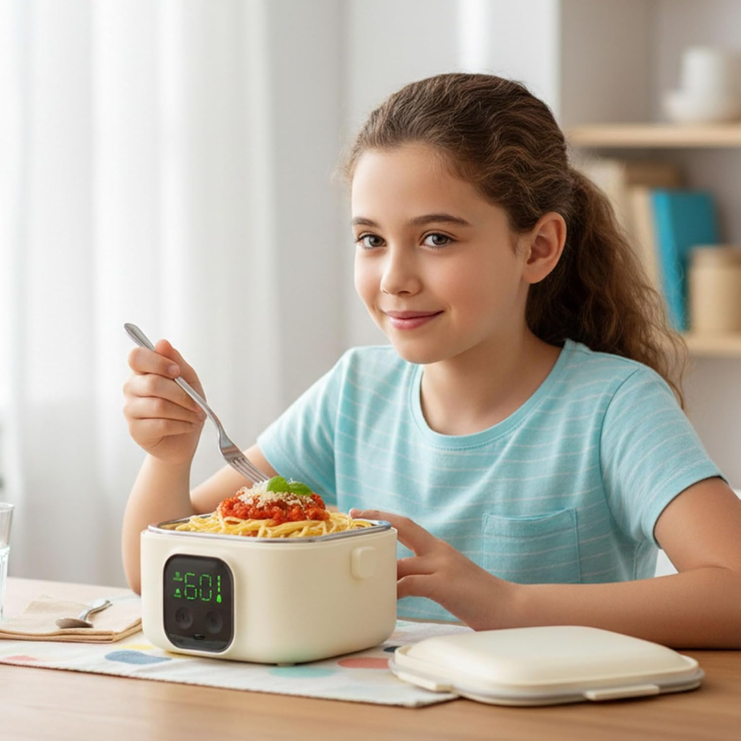 Portable Wireless Electric Heated Lunch Box for Adults,Heating Food Lunch Box for Work,Rechargeable 14000Mah Battery,0.8L Capcity Inner Food Warmer Container,Lunchbox for Travel,Outdoor,Picnic,Office.