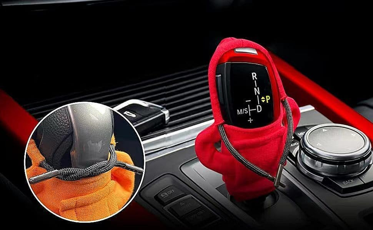 ZUJIACUN Fashion Hoodie Car Cover 2PCS - Winter Warm Sweater Shirt, Interior Accessories, General Automotive Decoration (Red Orange)