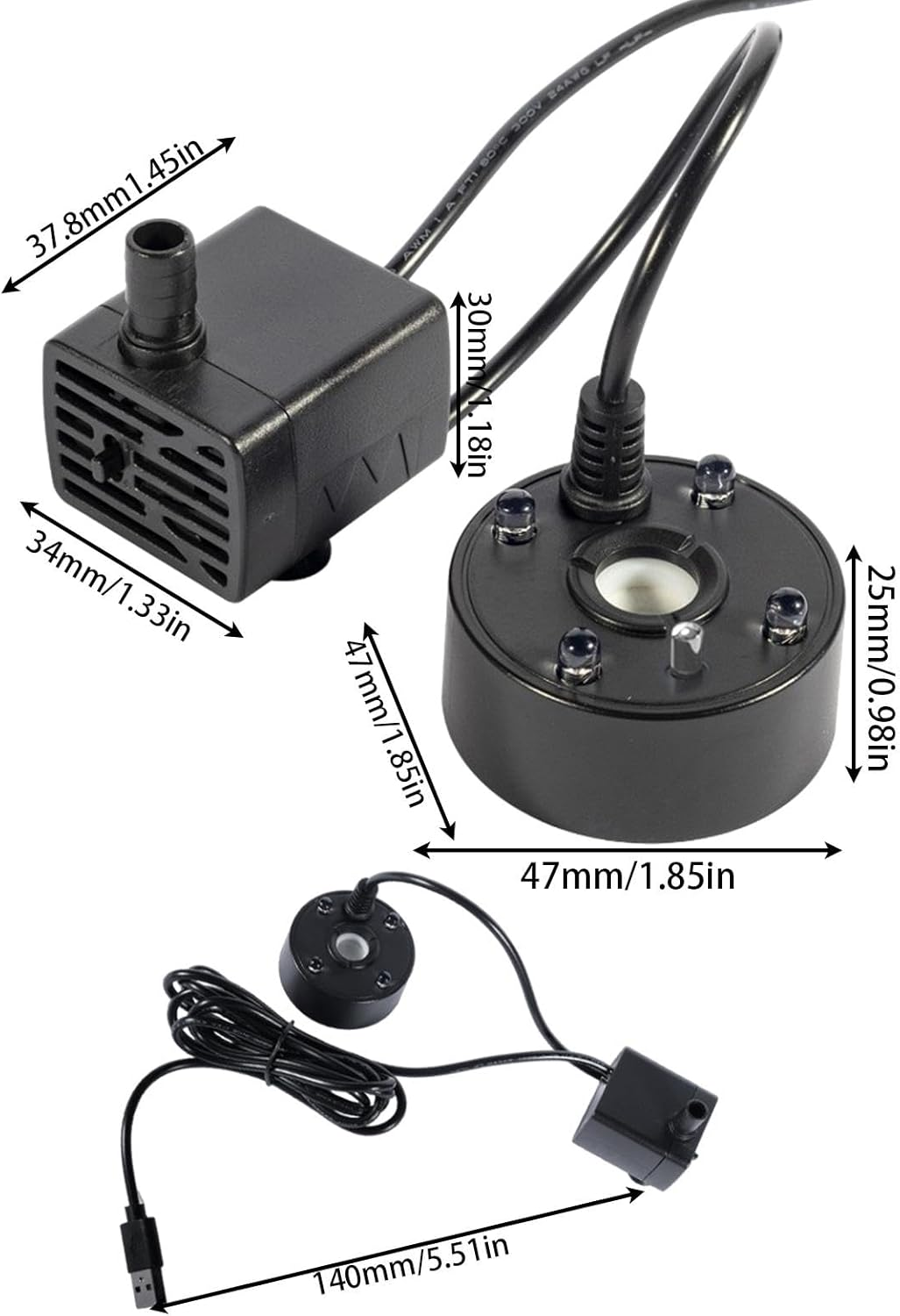 Ultrasonic Mist Maker, USB Mist Maker Fogger - Atomizer Fogger Mist Fogger Fog Machine - Ultrasonic Fogger Pond Fogger with LED Lights, Mist Machine Mister Fogger, Halloween Christmas Decorations - Black image number 4