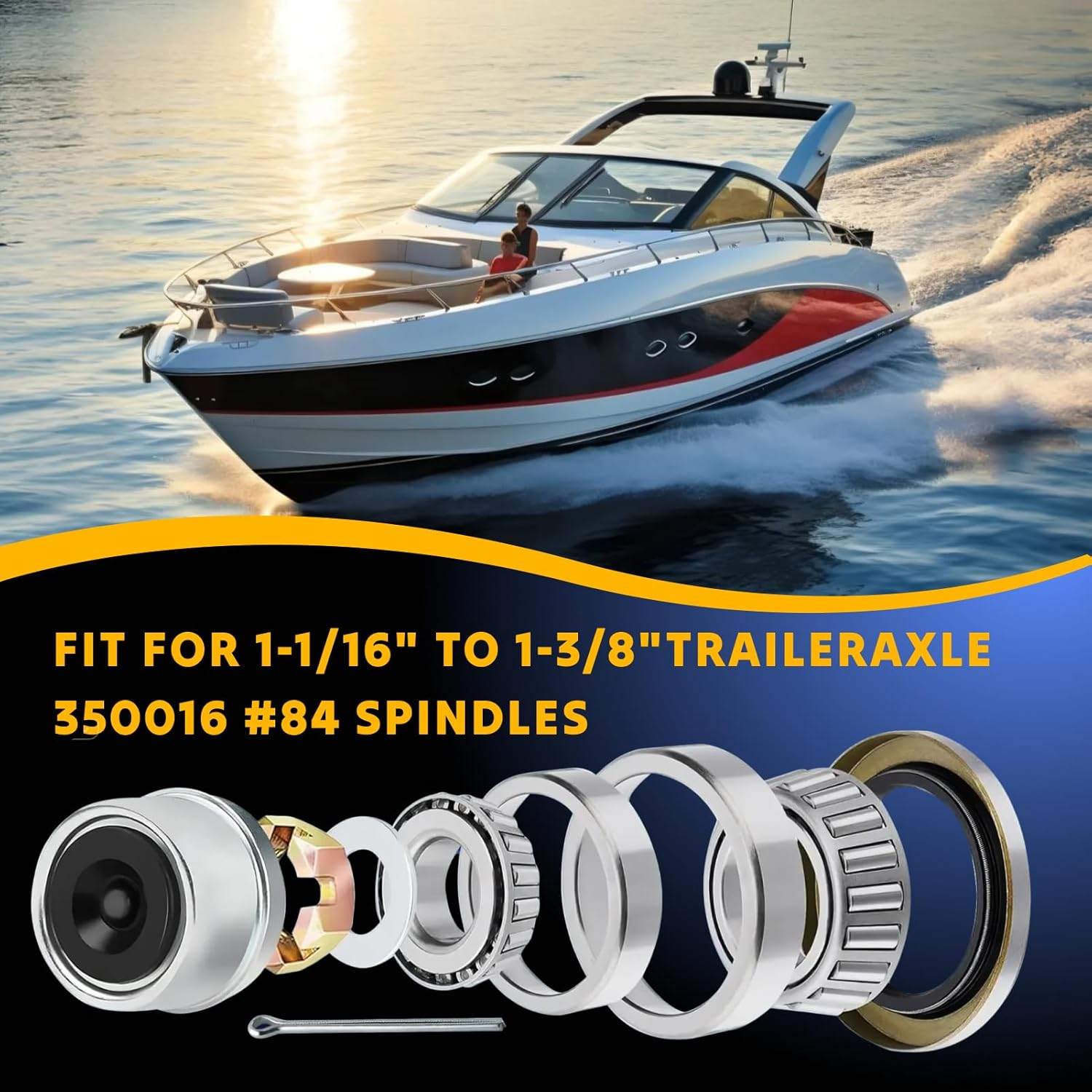 2-Pack 3500Lb Boat Trailer Bearing Kit &ndash; L68149/L44649 Bearings, Races, 171255TB Grease Seals, Spindle Nuts & Dust Caps &ndash; Fits #84 Trailer Axle Spindles (1-1/16" to 1-3/8") image number 4