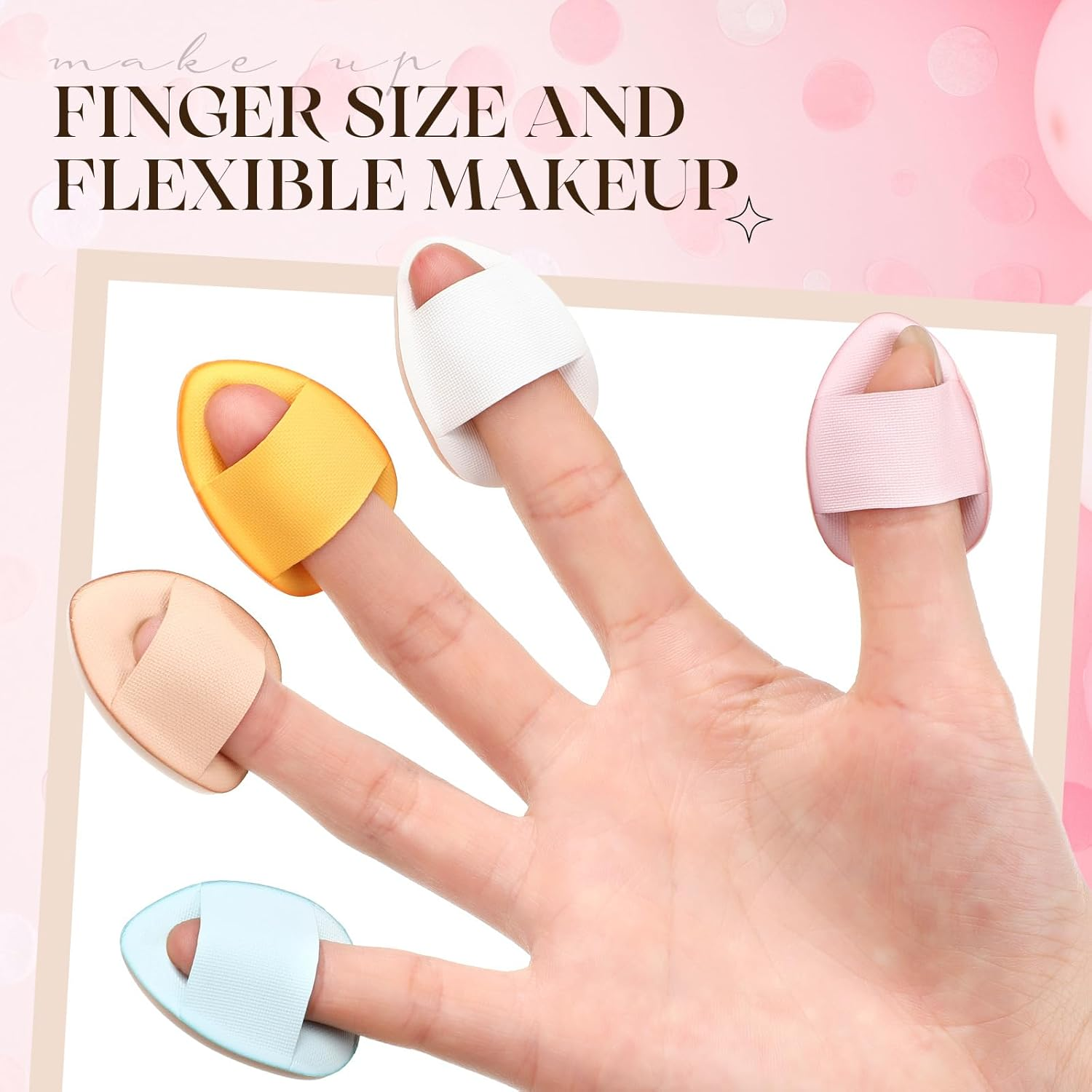 72 Pcs Finger Powder Puff Mini Makeup Sponge Soft Beauty Makeup Blender Puff for Foundation, Face Powder, under Eye Setting, Concealer, Repair Cream, Cosmetic Tool (Cute Colors) - Blue image number 7