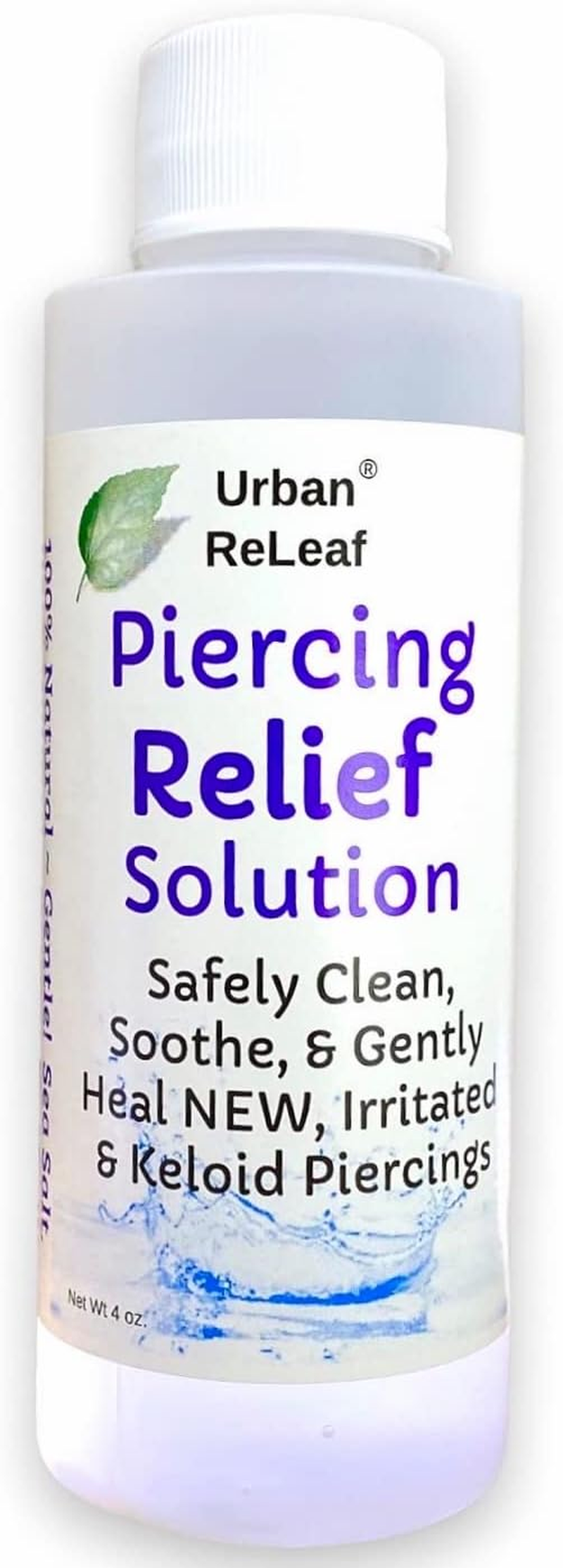 Urban Releaf Piercing Relief Solution ! Safely Clean, Soothe & Gently Heal New, Irritated and Keloid Piercings. 100% Natural Sea Salt, Tea Tree, Rosemary image number 3