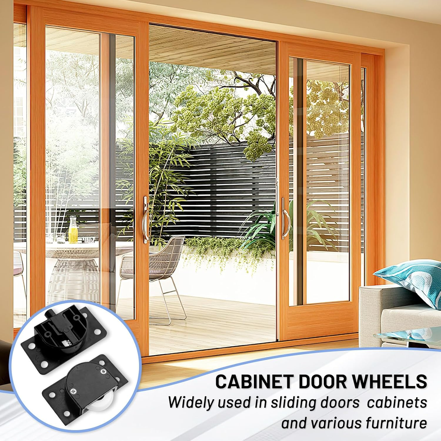 6 Sets Black Sliding Cabinet Hardware with Screw, Component Door Wheel Cabinet Doors Silent Roller Pulleys for Home Cabinet Wardrobe Sliding Door (6 Sets)