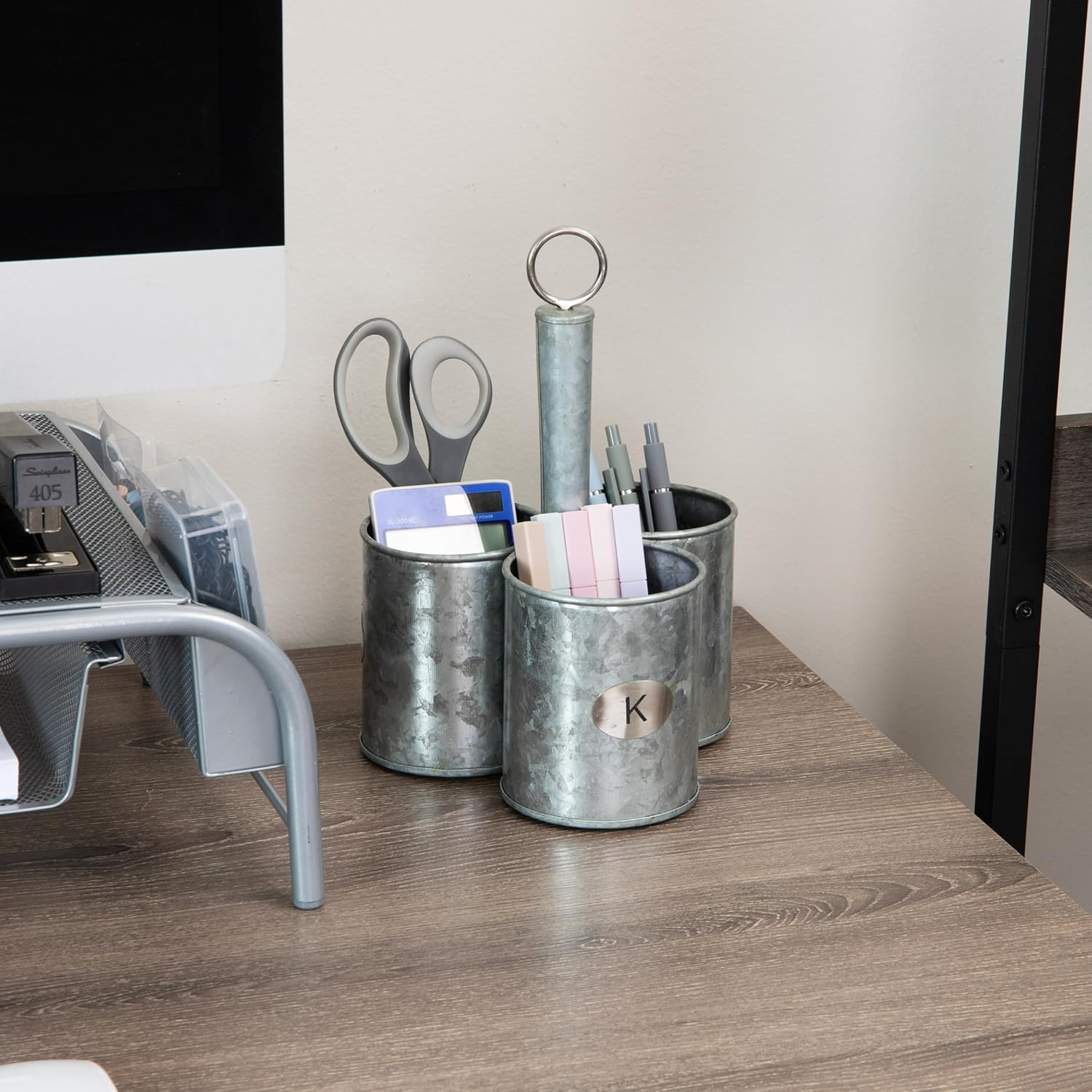 Mind Reader Utensil Holder, Silverware Organizer, Caddy, Cutlery Holder, Galvanized Metal, 7" L X 7" W X 10.25" H, Silver image number 3