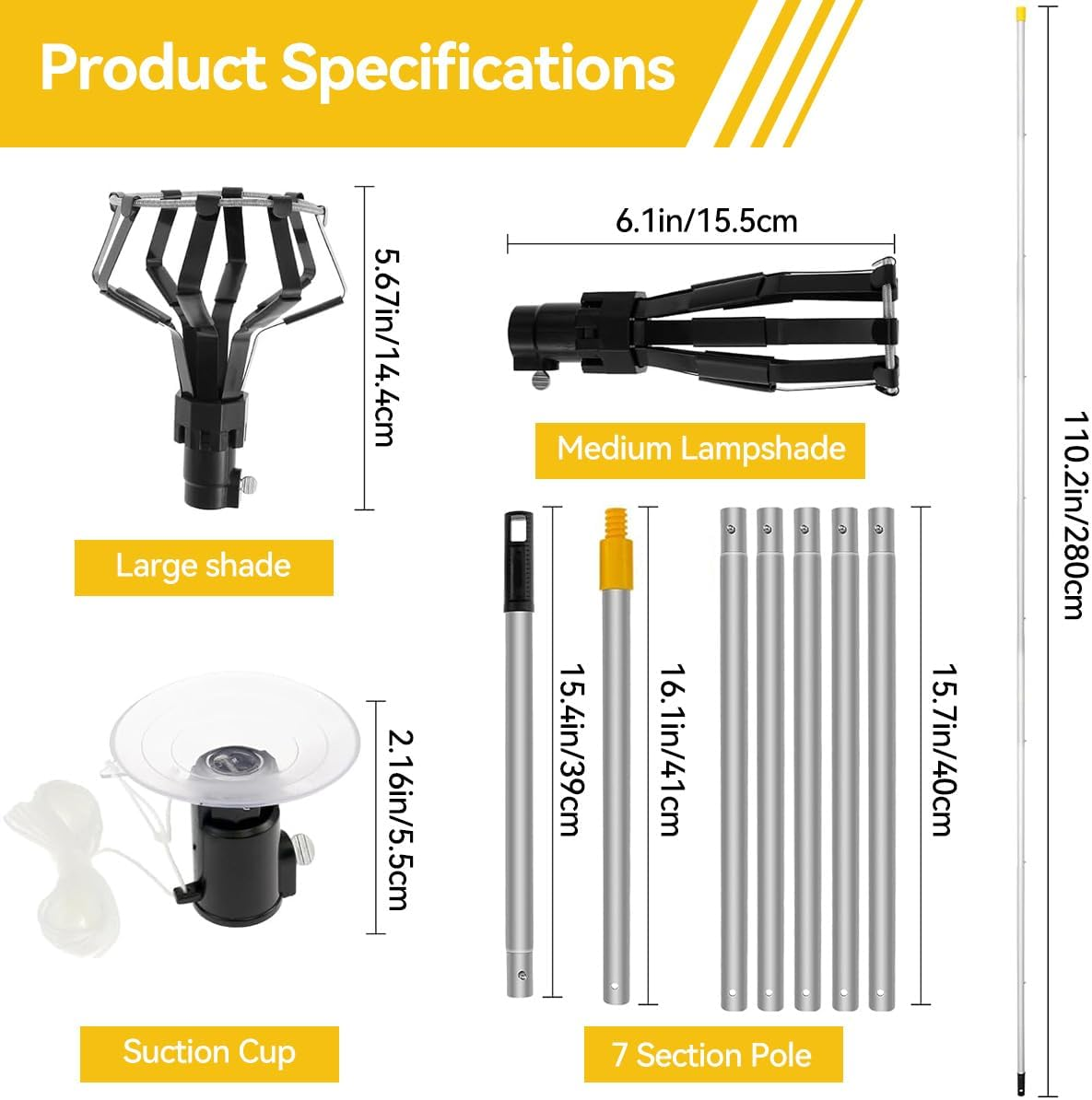 Proxima Direct 2.6 M/8.5 FT Light Bulb Changer for High Ceilings with 1.2-8.5FT Telescopic Extension Pole with Baskets and Suction Cup, High Reach with Pole - Light Bulb Removal Tool image number 5