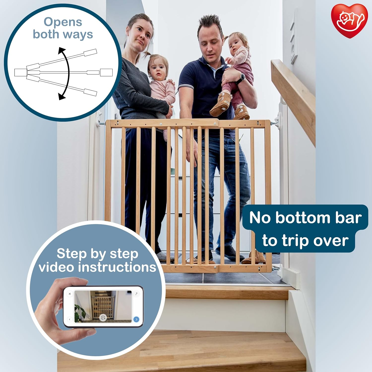 Babydan Odense, Covers Openings between 60.5-102 Cm/23.9-40.1 Inches, Extendable Stair Gate/Baby Gate/Safety Gate, Wood, Made in Denmark - (Pet Gate/Dog Gate) image number 4
