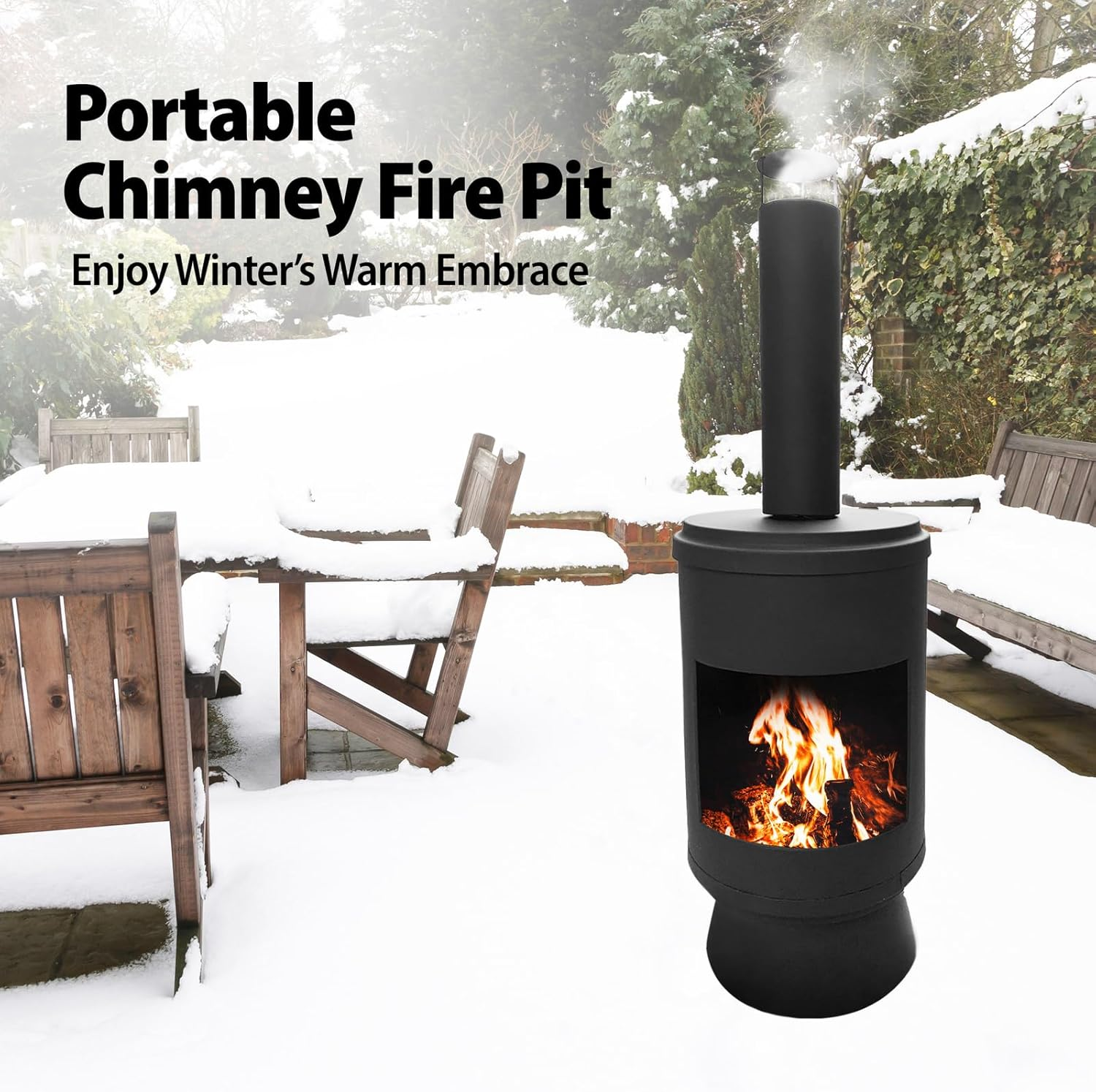 Glasshaus Co. Fire Pit Fireplace Chimney Outdoor Camping Portable Patio Heater 105Cm image number 5