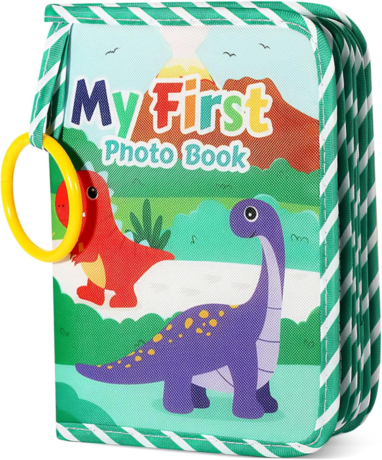 Dinosaur Baby Photo Album Soft Cloth Keepsake Book Toddler Memory Picture Album for Newborn Anniversary Baby Girl or Boy Photo Book Family image number 2