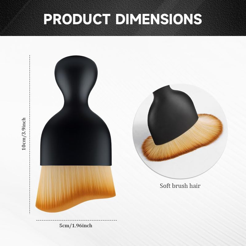 2PCS Car Interior Cleaning Brush with Cover Automotive Dusting Tool Soft Bristle Detailing Brush for Car Dashboard, Airconditioning Vents, Screen,Seats & Beauty Foundation Brush image number 1