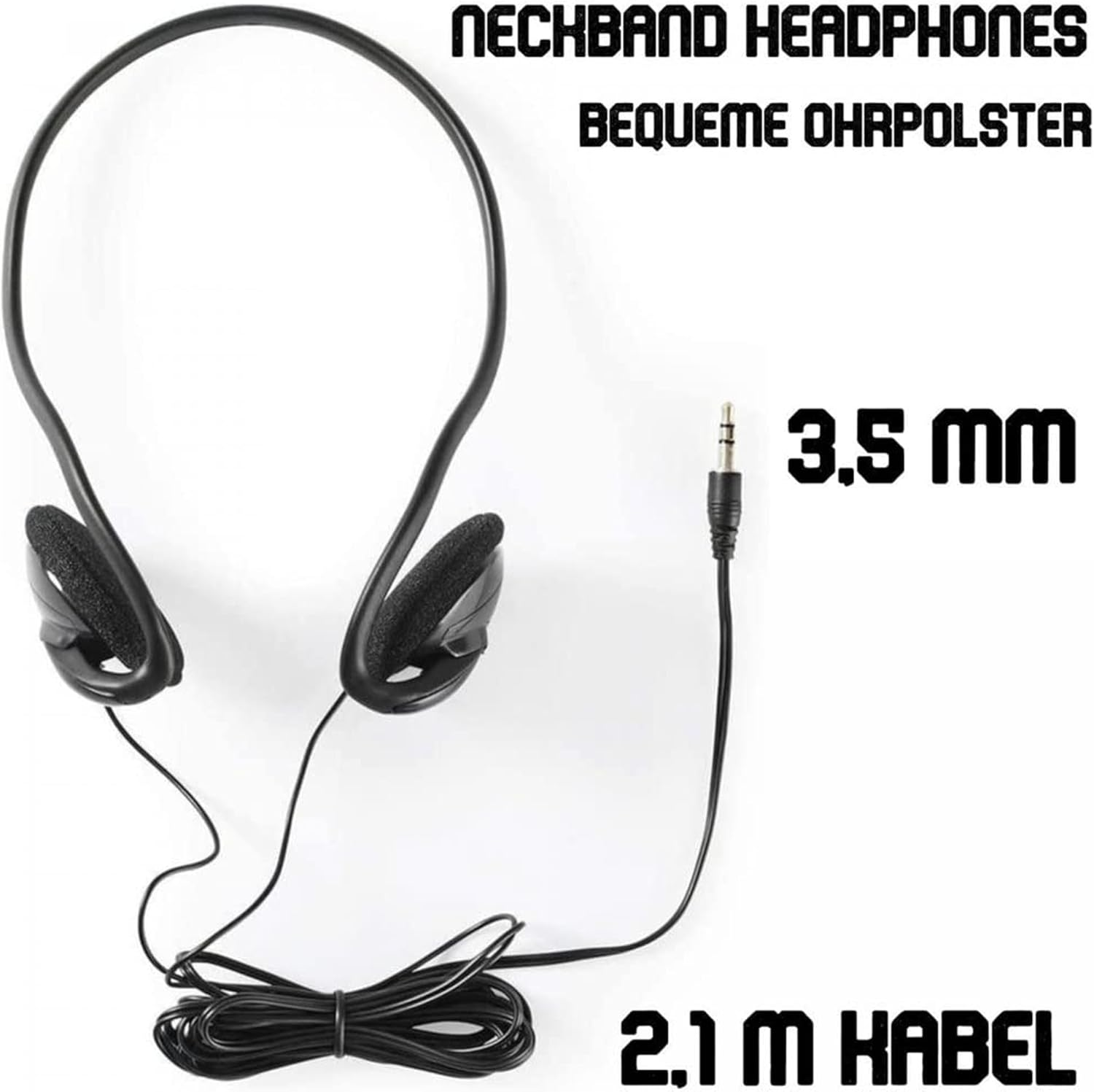 Tronicxl Design Headphones Neckband Stereo Headband 3.5 Mm Jack for Smartphone Iphone Mobile Phone (Cable Neck Bench)