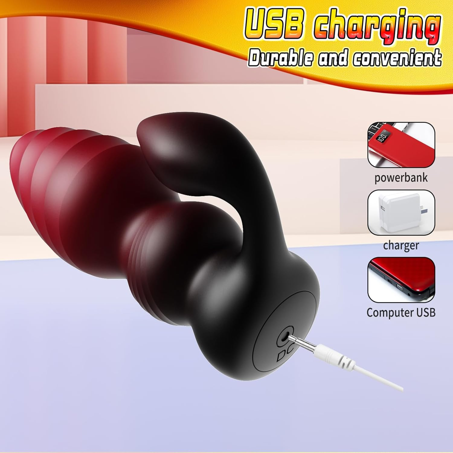 Vibrating Butt Plug Prostate Massager Sex Toys for Men - 2In1 Anal Plug Adult Toys with 7 Vibrating Mode & Remote Control, Skin Friendly Anal Dildo Male Sex Toy for Men Women Couples (3.7Inch) image number 6